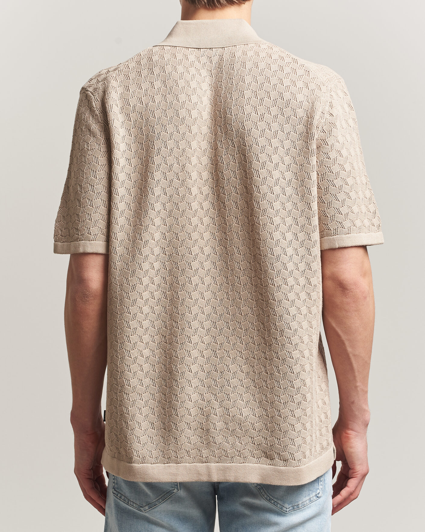 Men | Shirts | BOSS BLACK | Nappo Knitted Short Sleeve Shirt Open Beige