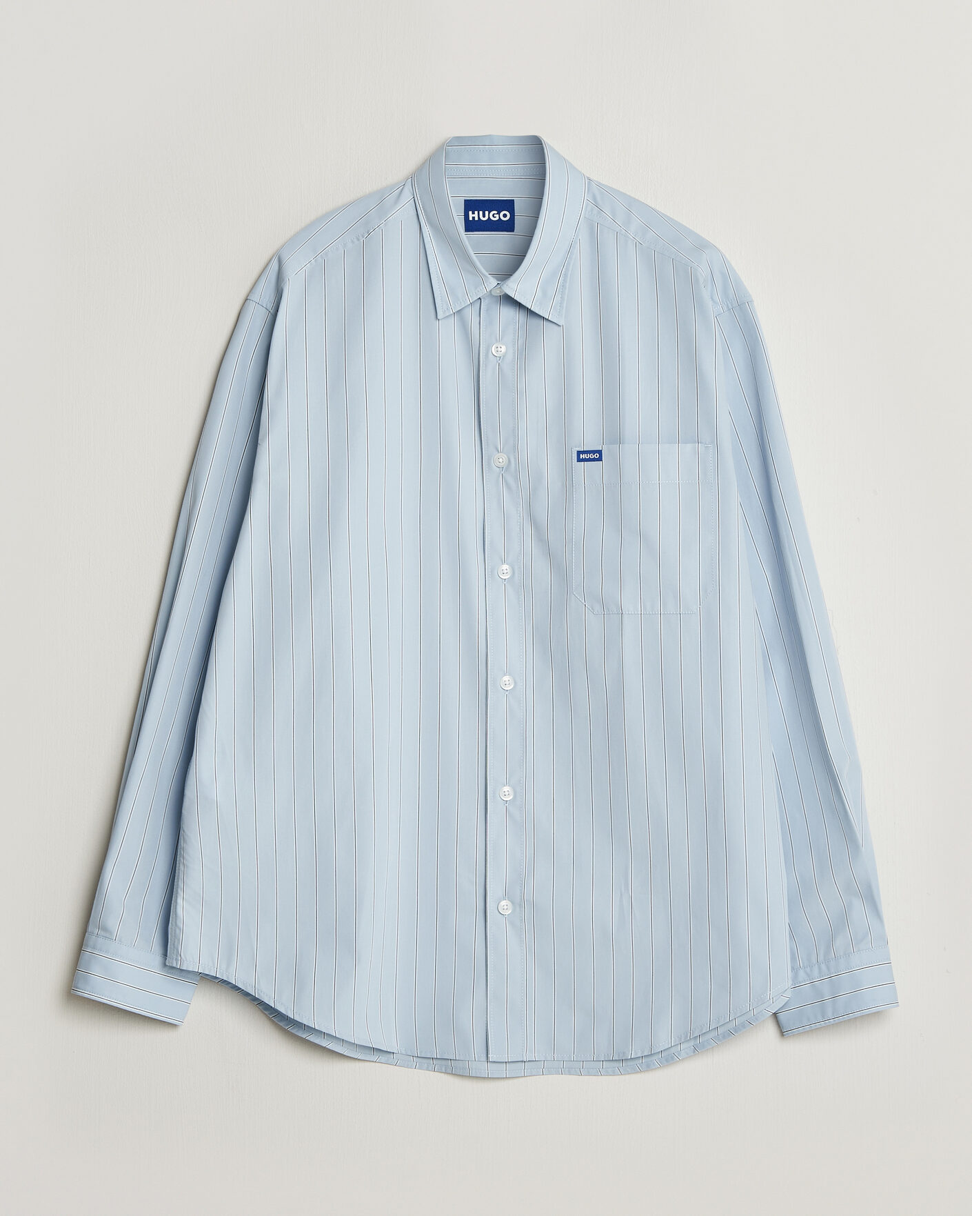 Men | Shirts | HUGO | Ebalto Striped Cotton Shirt Open Blue