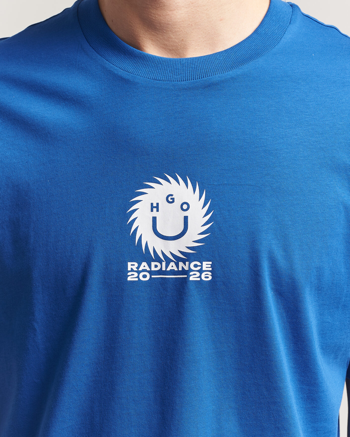 Men | T-Shirts | HUGO | Nunarix Printed Crew Neck T-Shirt Open Blue