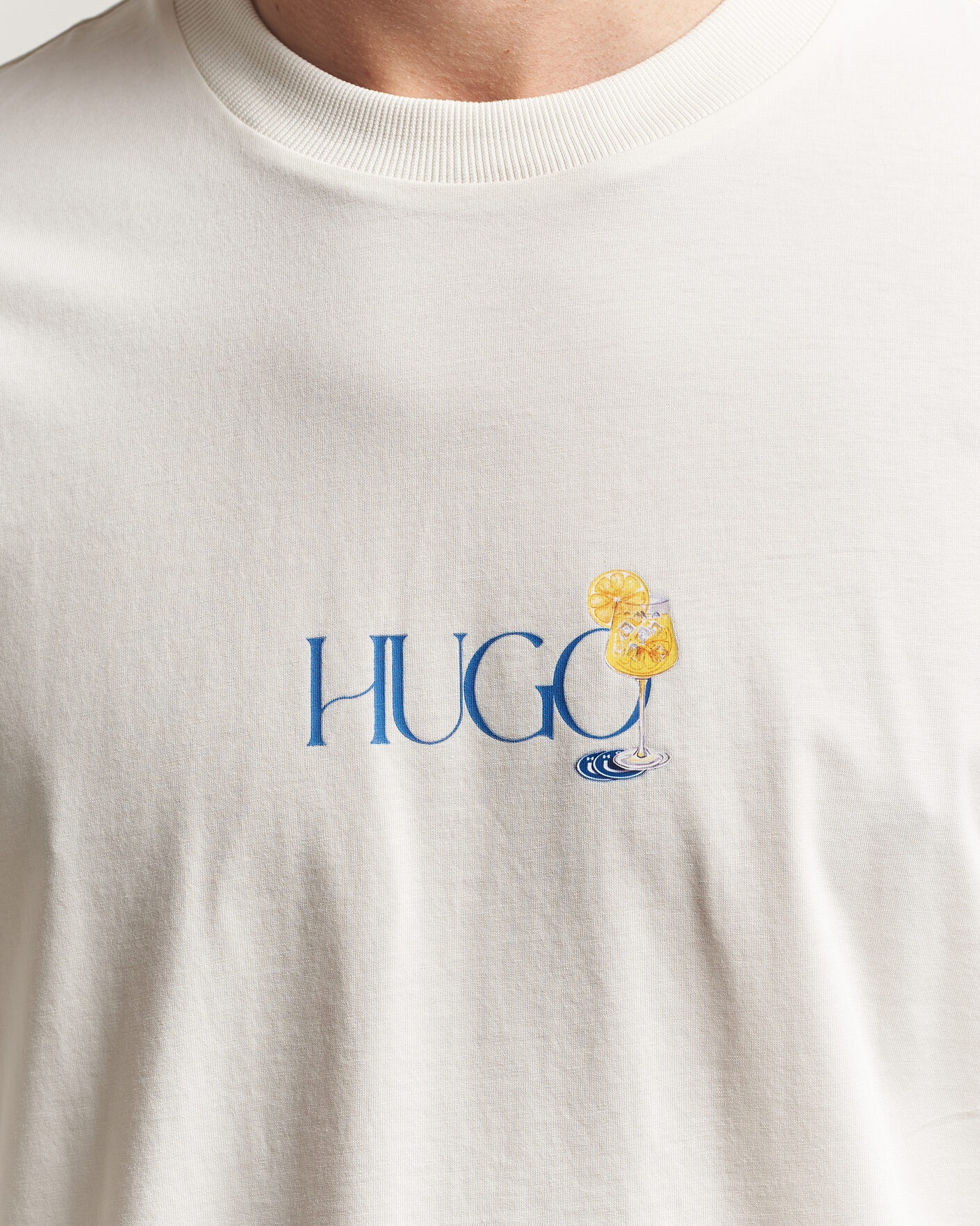 Men | T-Shirts | HUGO | Nulaxo Printed Crew Neck T-Shirt Open White