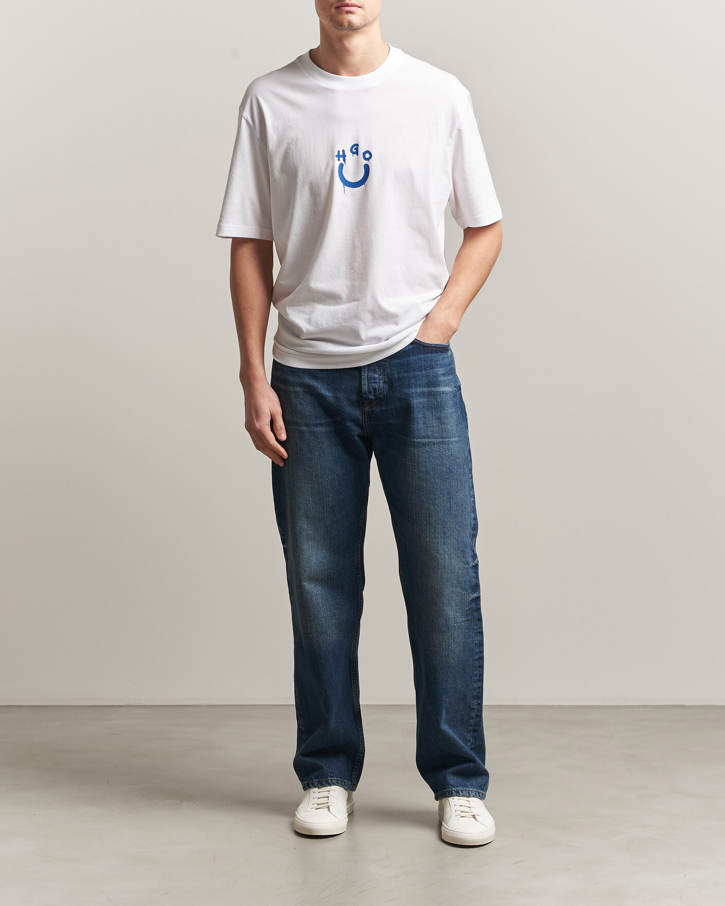 Men | T-Shirts | HUGO | Norizom Printed Crew Neck T-Shirt White