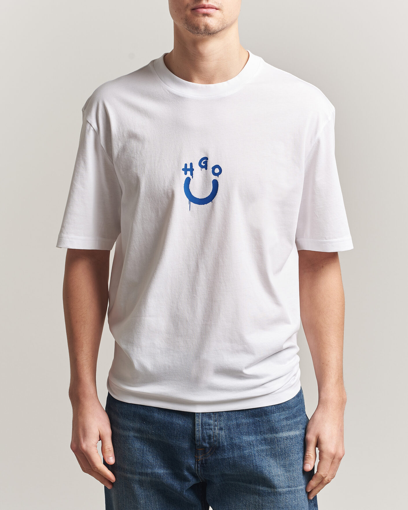 Men | T-Shirts | HUGO | Norizom Printed Crew Neck T-Shirt White