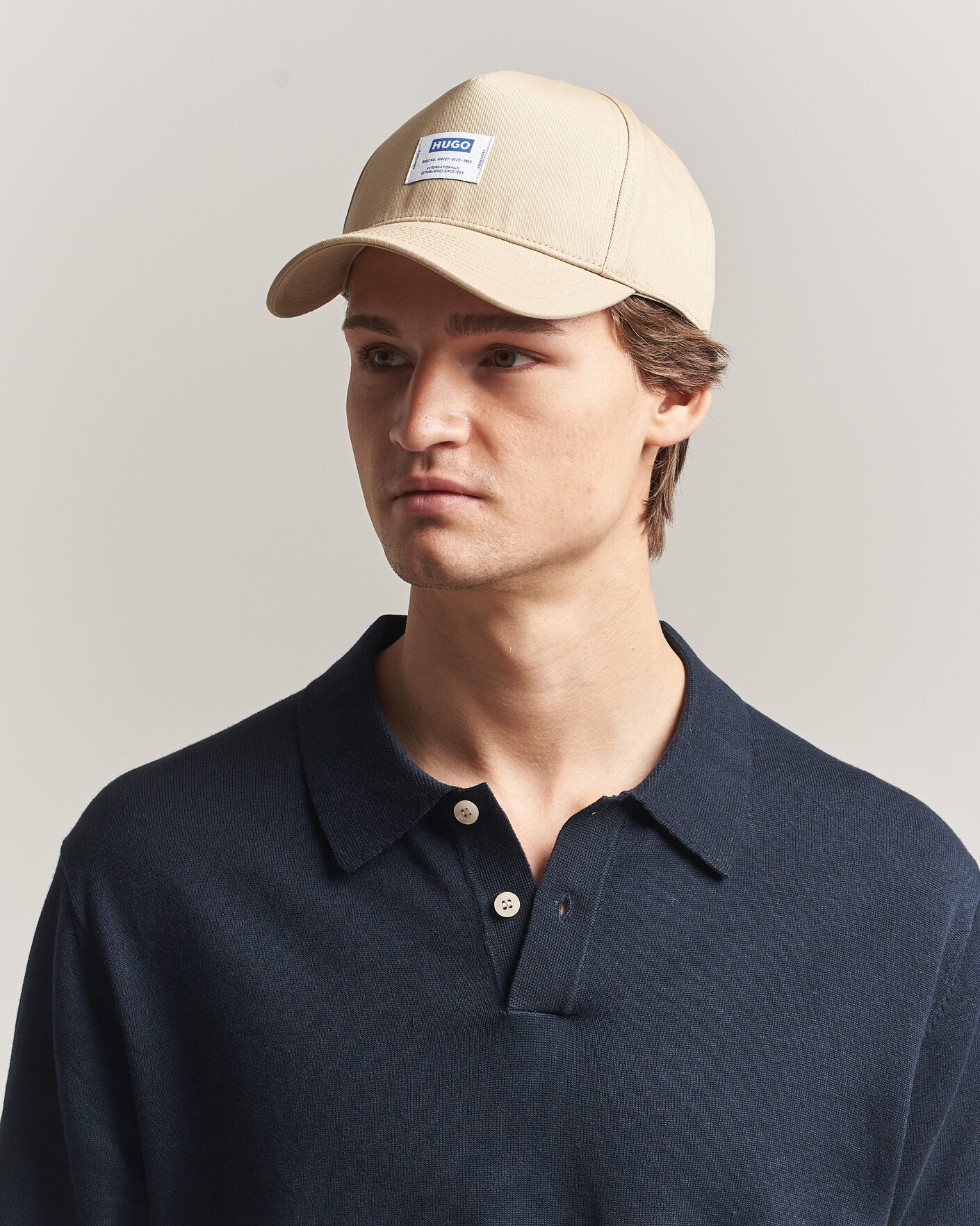 Men | Hats & Caps | HUGO | Merk Logo Cap Medium Beige