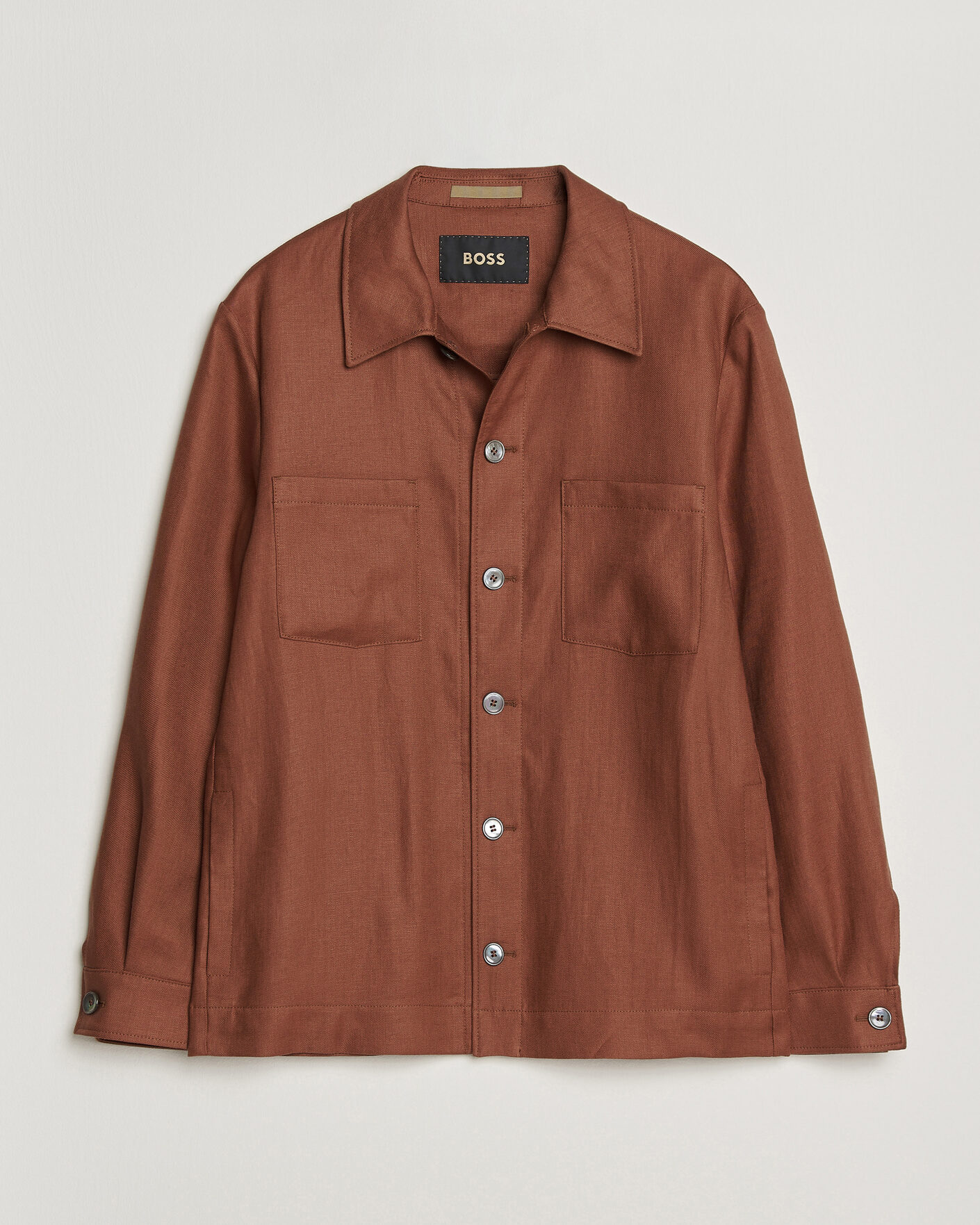 Men | Shirts | BOSS CAMEL | Corvin Linen Overshirt Medium Brown