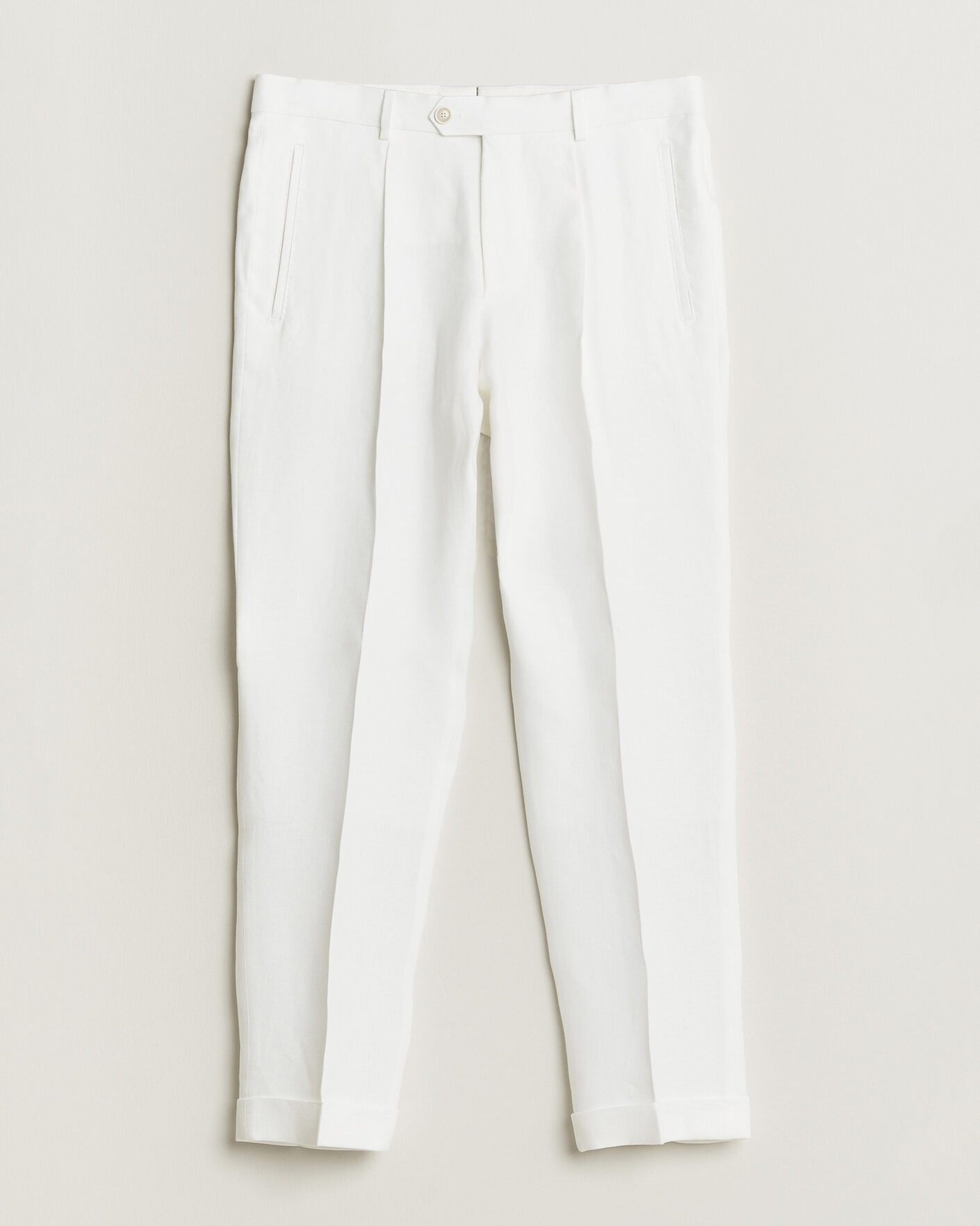 Men | Trousers | BOSS CAMEL | Peet Linen Pleated Trousers White