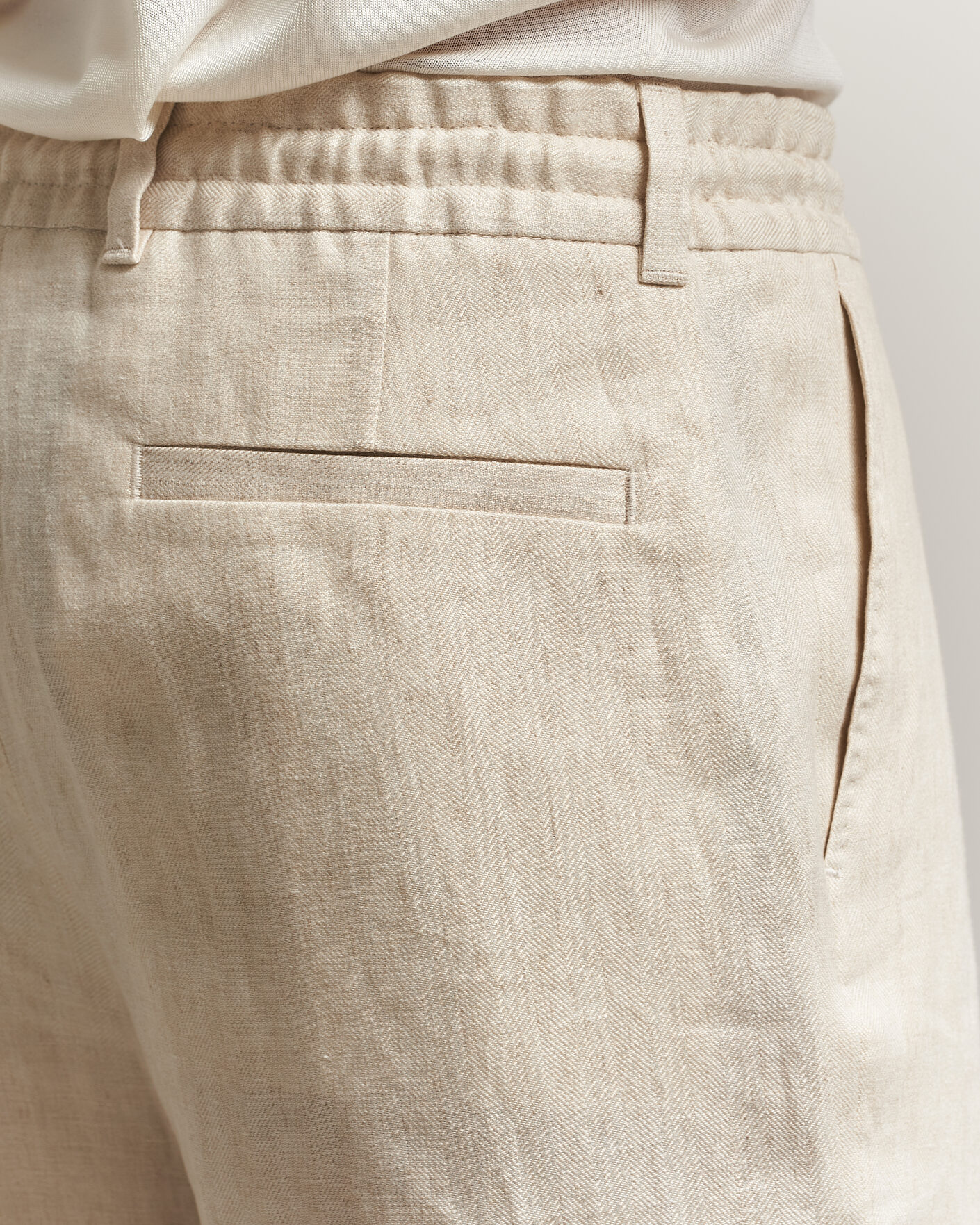 Men | Shorts | BOSS CAMEL | Peet Linen Drawstring Shorts Open White