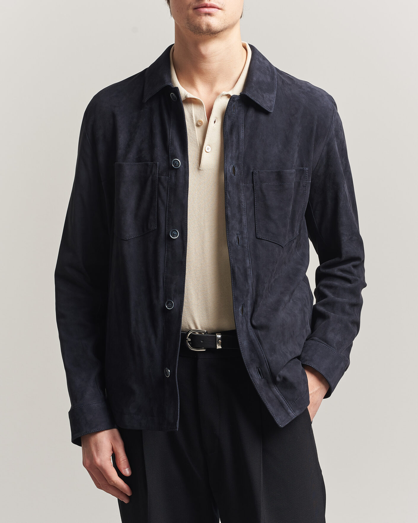 Men | Coats & Jackets | BOSS CAMEL | Mando Suede Jacket Dark Blue