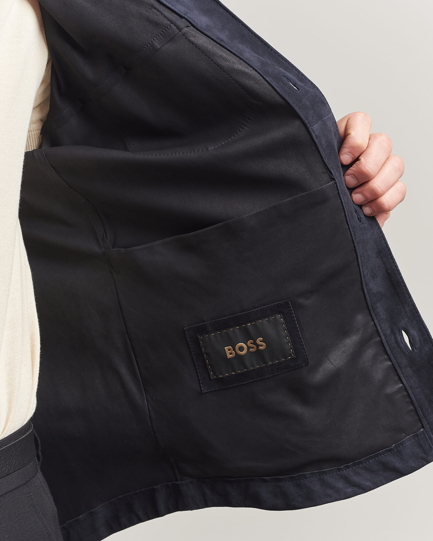 Men | Coats & Jackets | BOSS CAMEL | Mando Suede Jacket Dark Blue