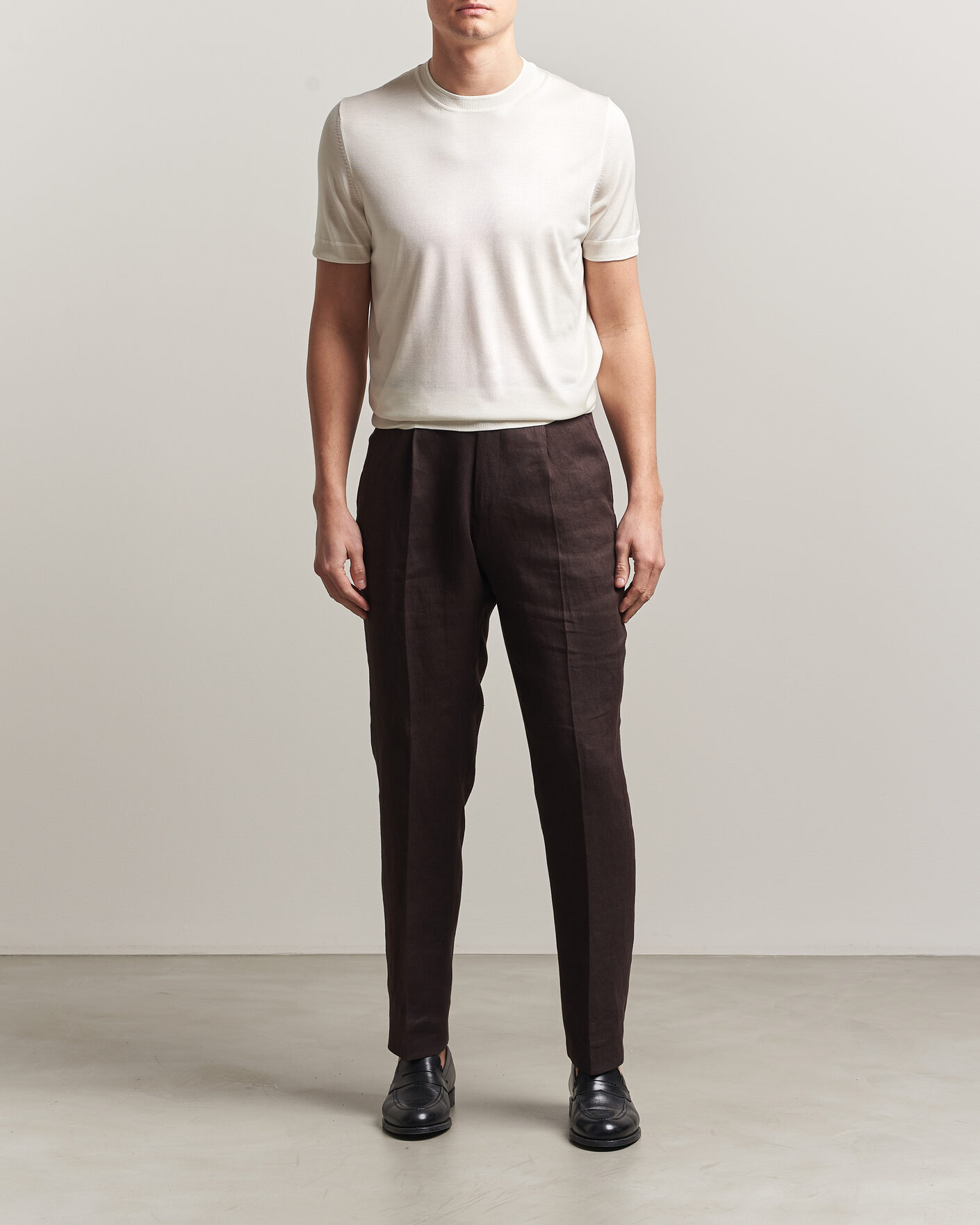 Men | T-Shirts | BOSS CAMEL | Nottano Silk Knitted T-Shirt Open White