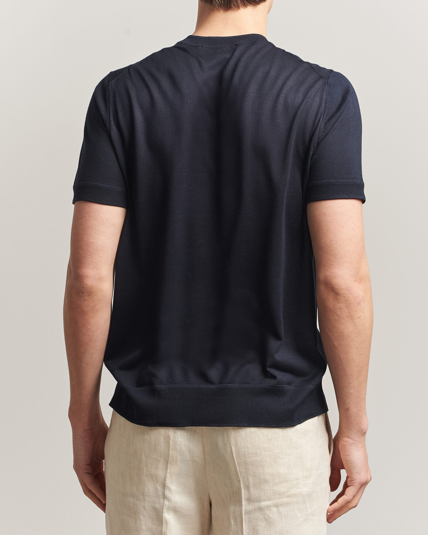 Men | T-Shirts | BOSS CAMEL | Nottano Silk Knitted T-Shirt Dark Blue