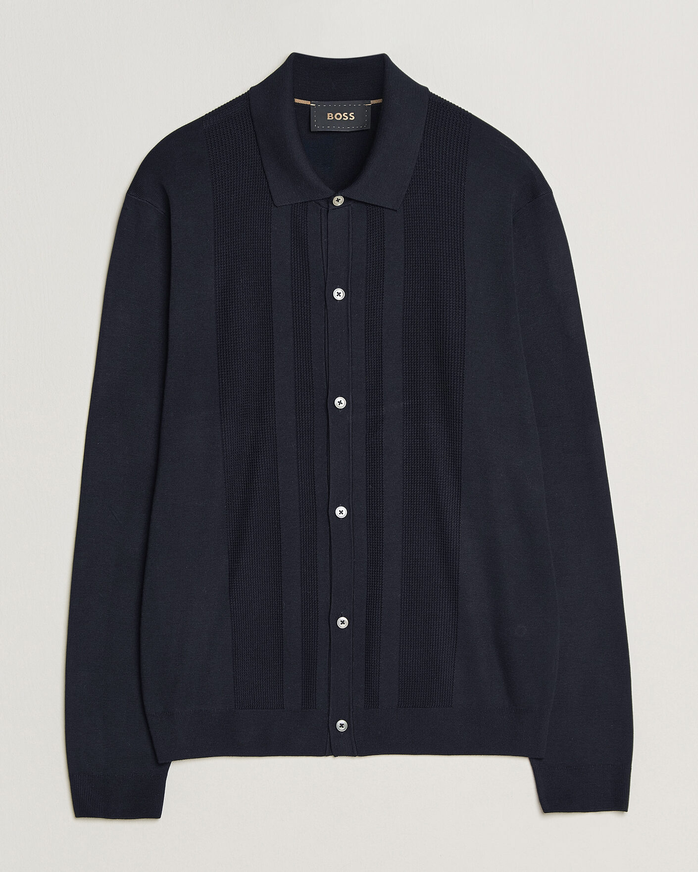 Men | Sweaters & Knitwear | BOSS CAMEL | Nicolo Silk Knitted Cardigan Dark Blue