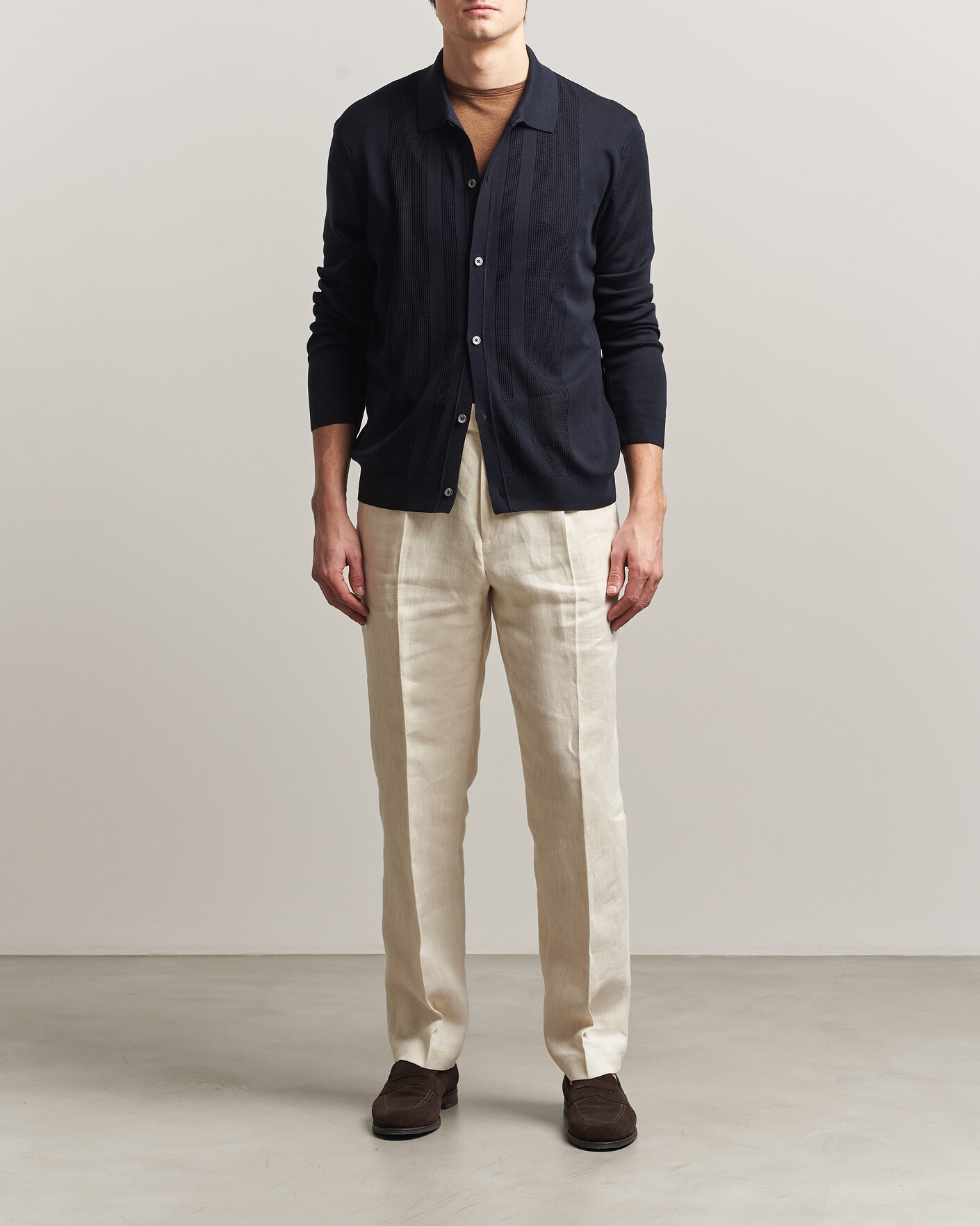 Men | Sweaters & Knitwear | BOSS CAMEL | Nicolo Silk Knitted Cardigan Dark Blue