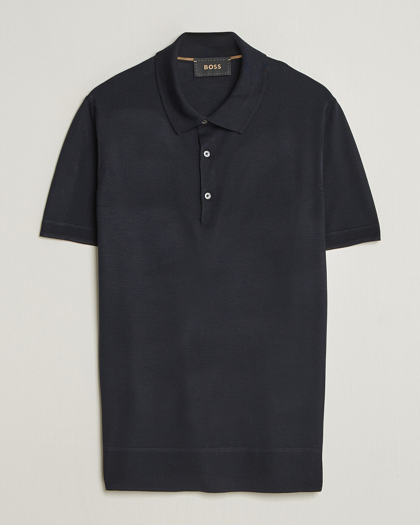 Men | Polo Shirts | BOSS CAMEL | Novo Silk Knitted Polo Dark Blue