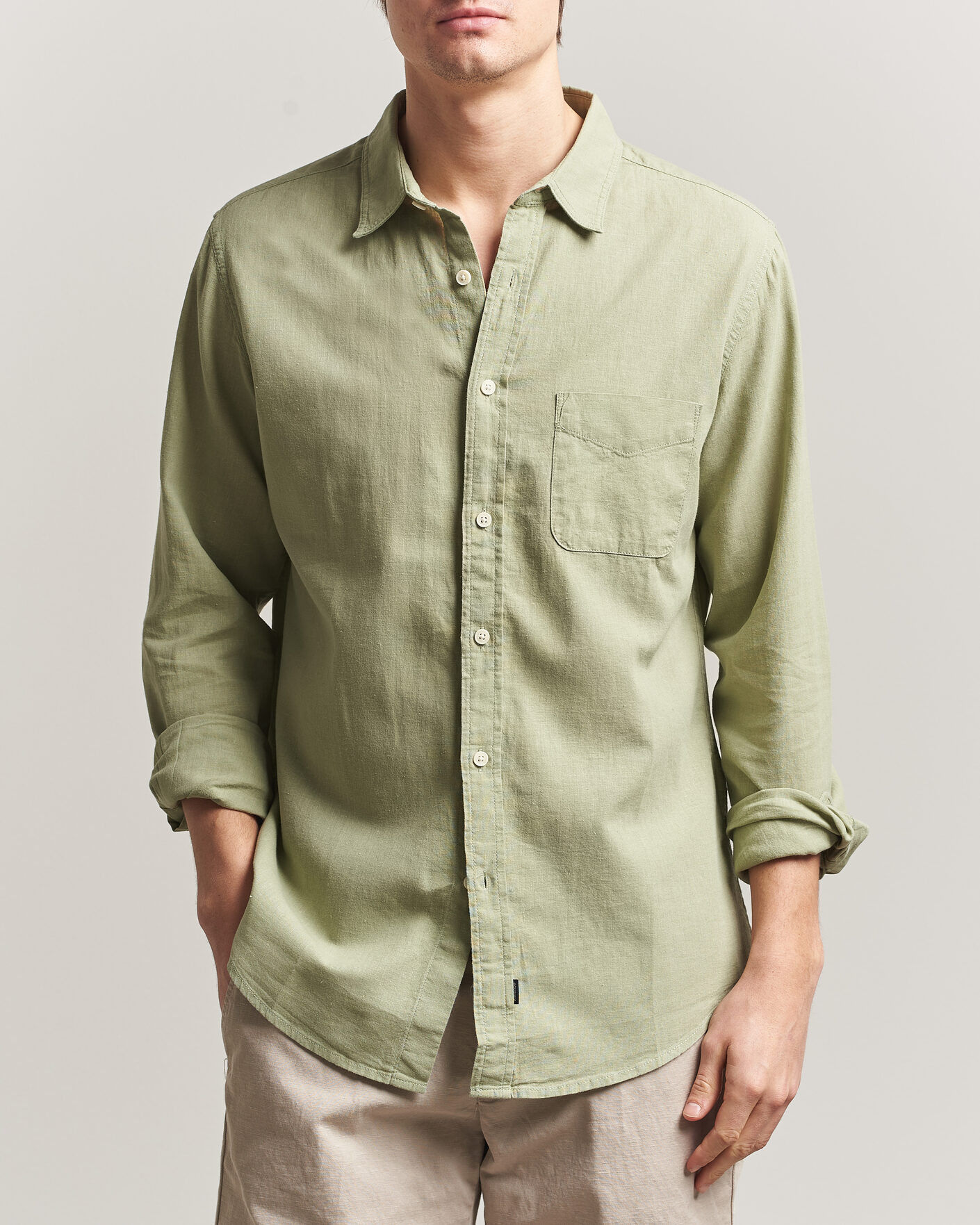Men | Shirts | Dockers | Slim Linen/Cotton Shirt Tea