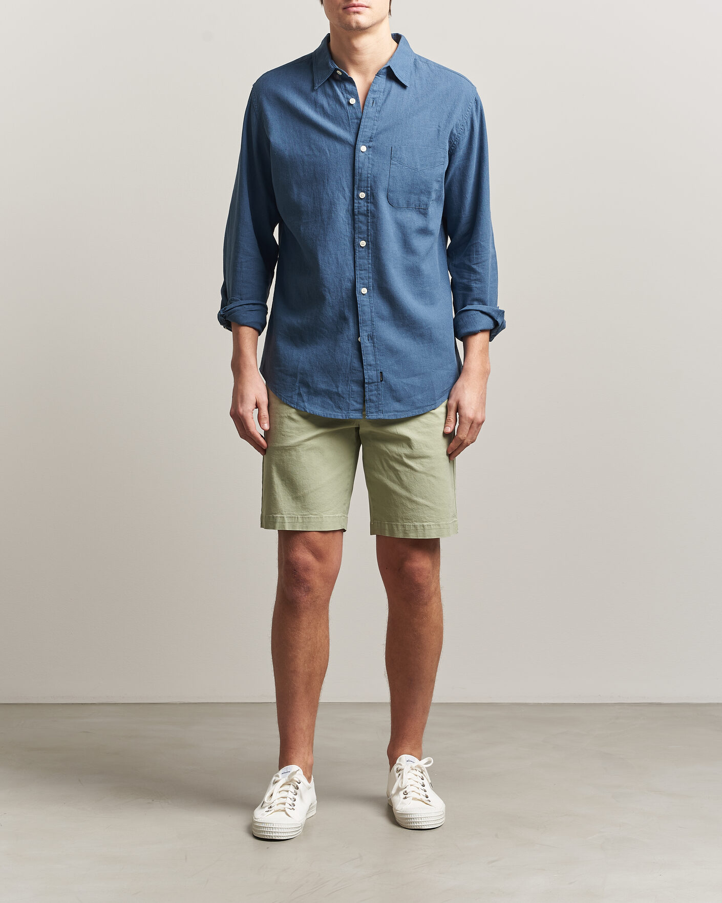 Men | Shirts | Dockers | Slim Linen/Cotton Shirt Bering Sea
