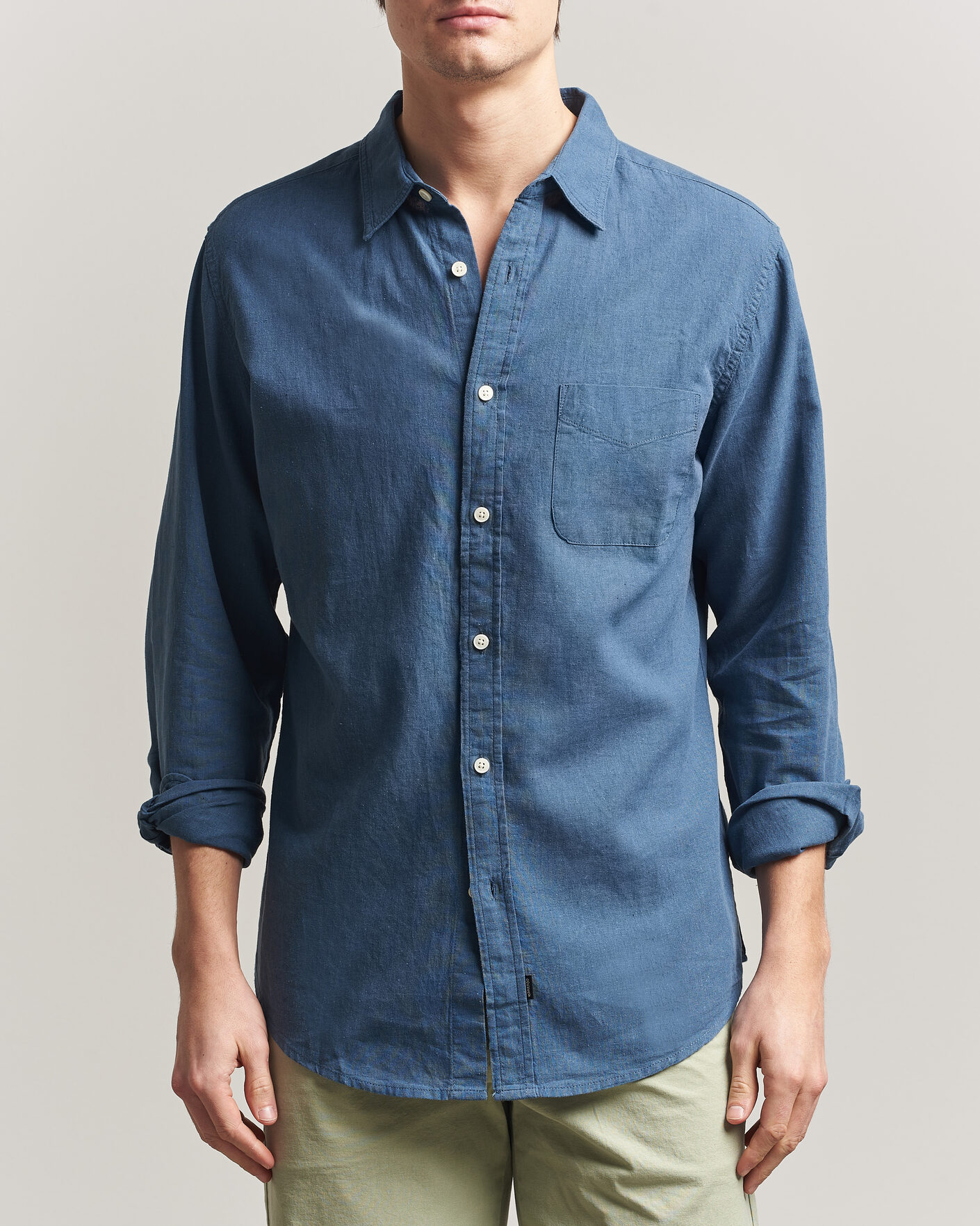 Men | Shirts | Dockers | Slim Linen/Cotton Shirt Bering Sea