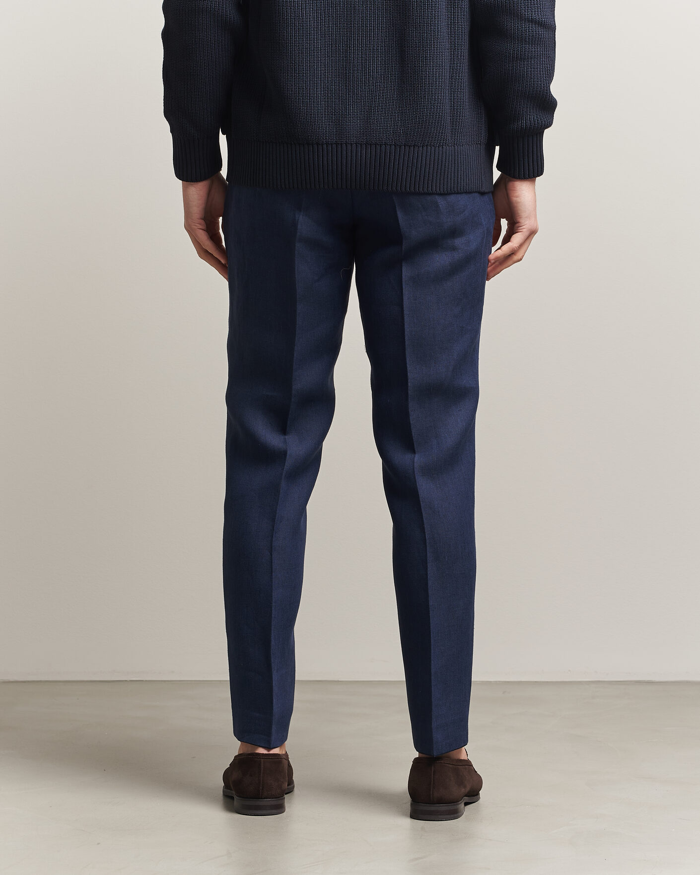 Men | Trousers | Oscar Jacobson | Dandy Linen Trousers Navy