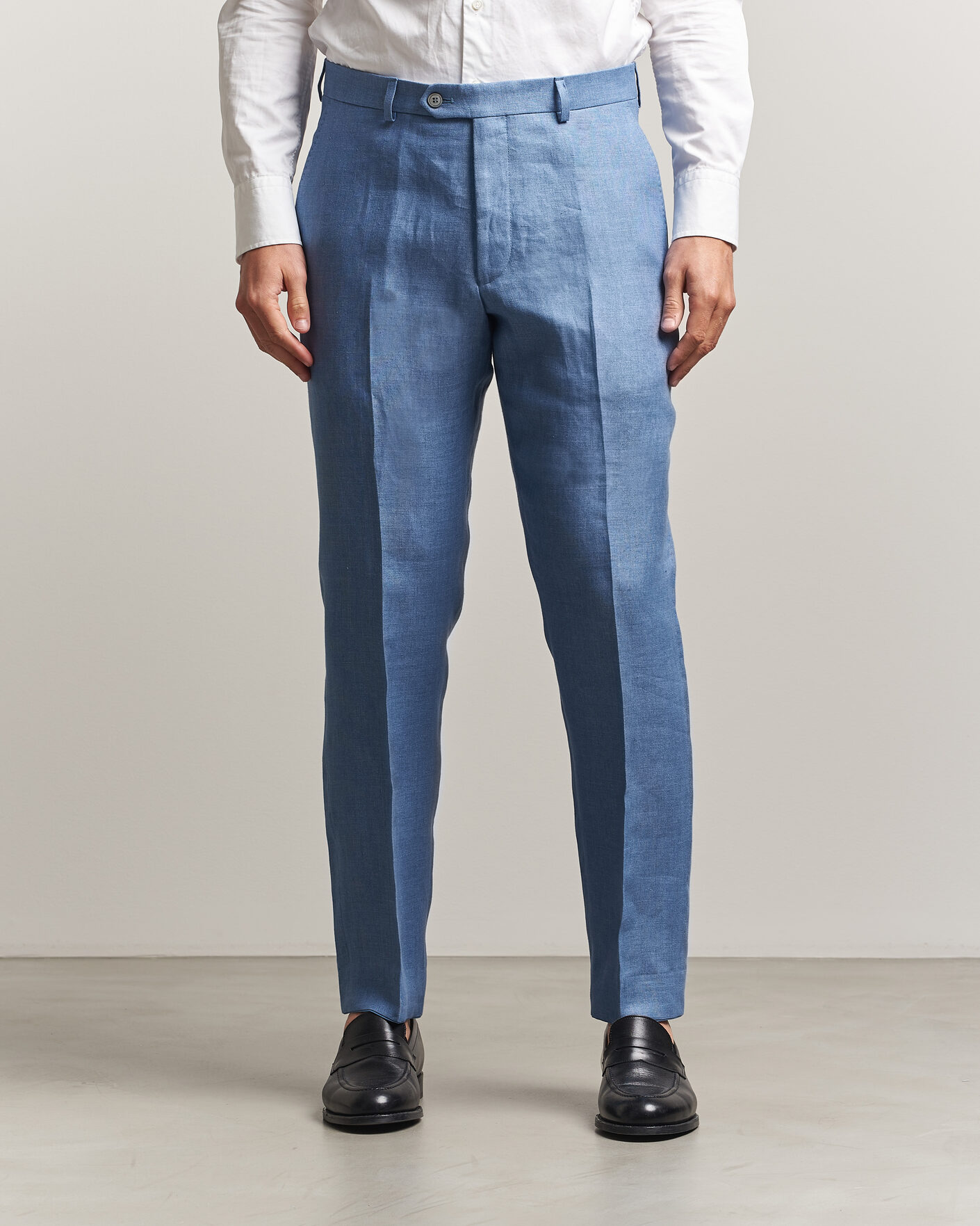 Men | Trousers | Oscar Jacobson | Dandy Linen Trousers Light Blue