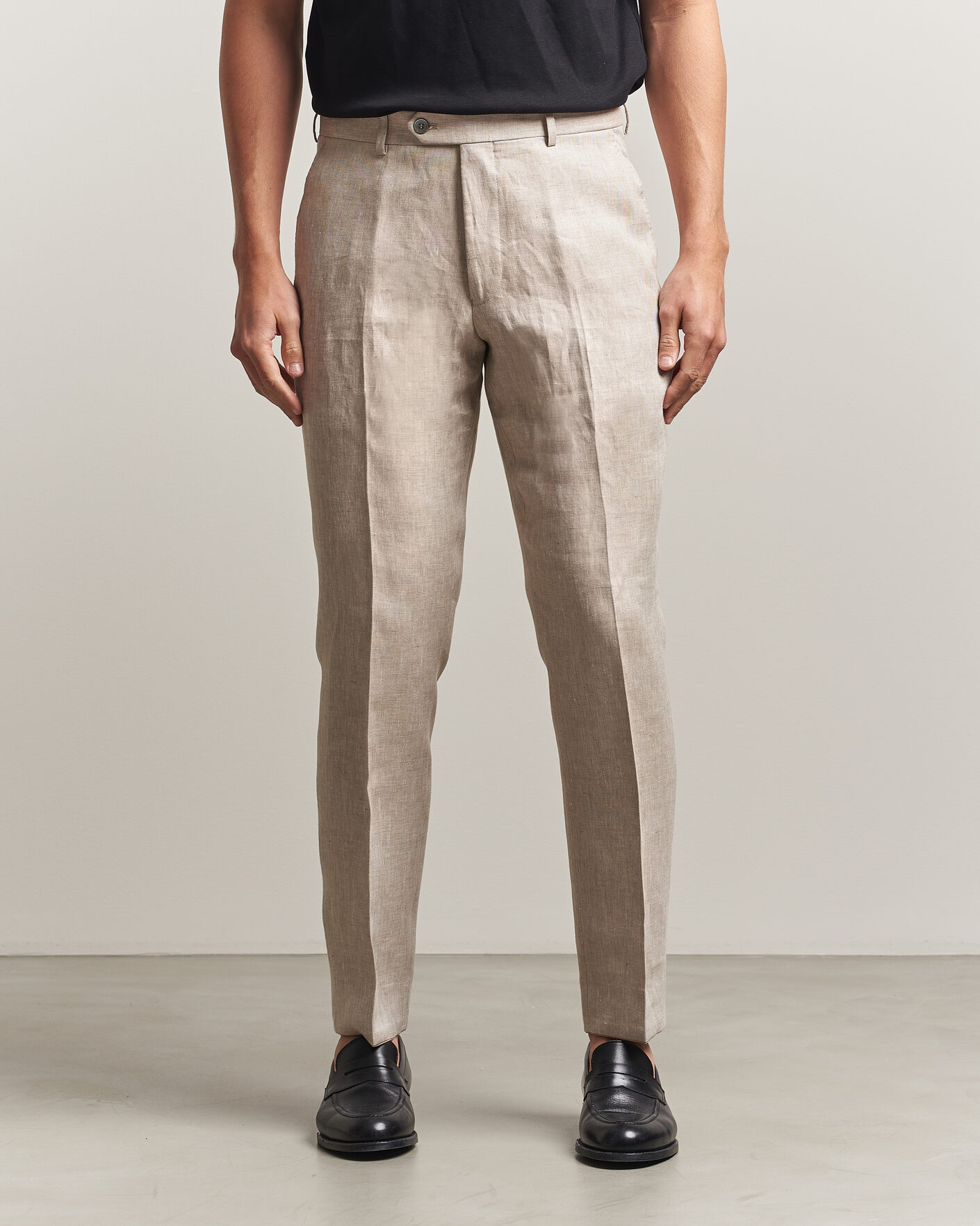 Men | Trousers | Oscar Jacobson | Dandy Linen Trousers Beige
