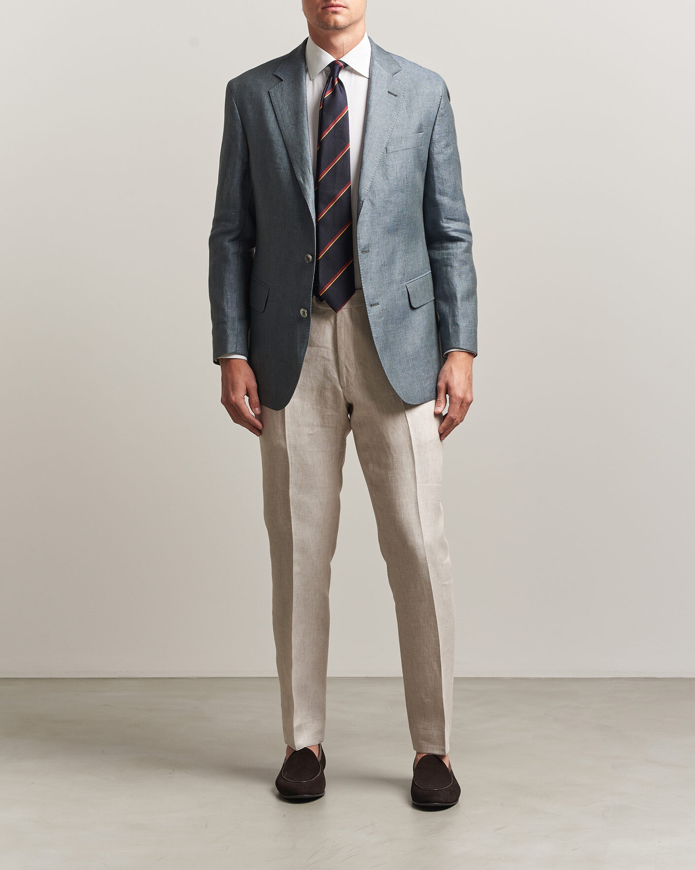 Men | Trousers | Oscar Jacobson | Dandy Linen Trousers Off White