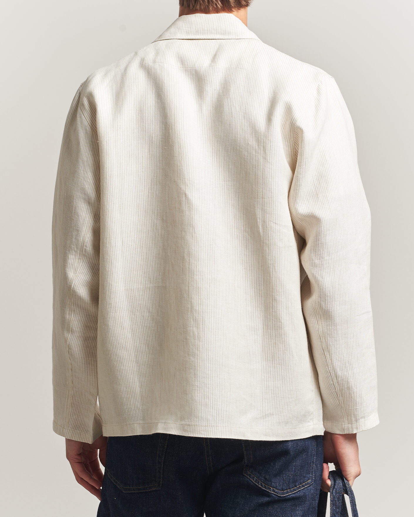Men | Shirts | Peregrine | Windsor Linen Shacket Beige Stripe