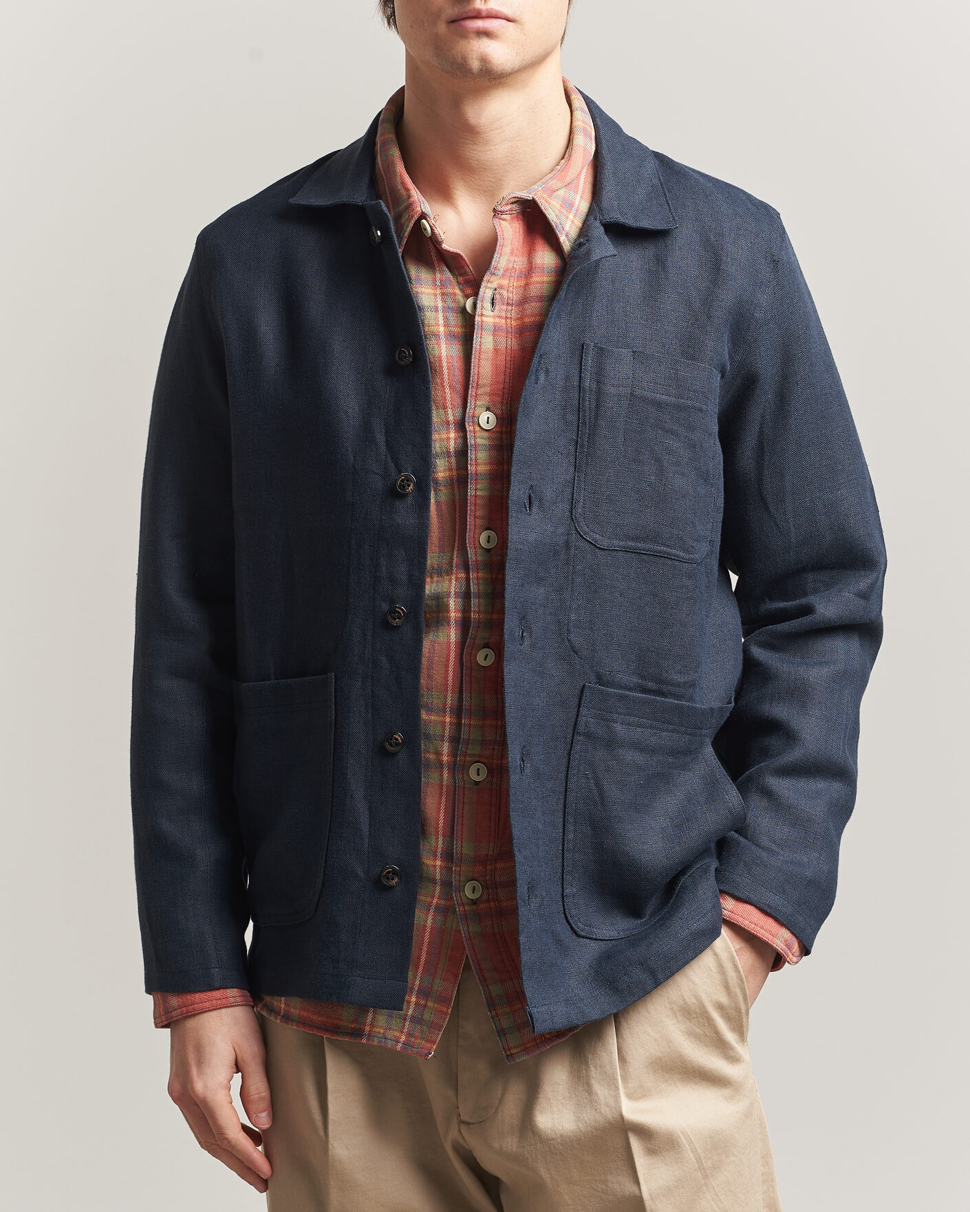 Men | Shirts | Peregrine | Windsor Linen Shacket Navy