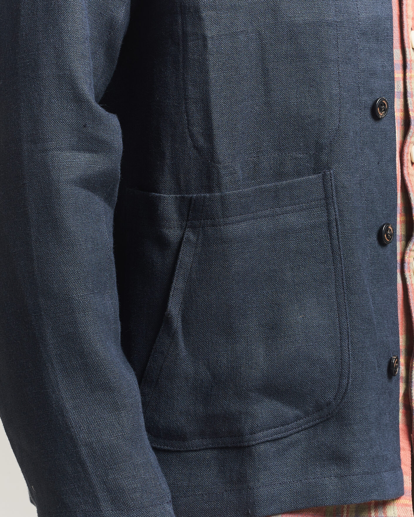 Men | Shirts | Peregrine | Windsor Linen Shacket Navy Stripe
