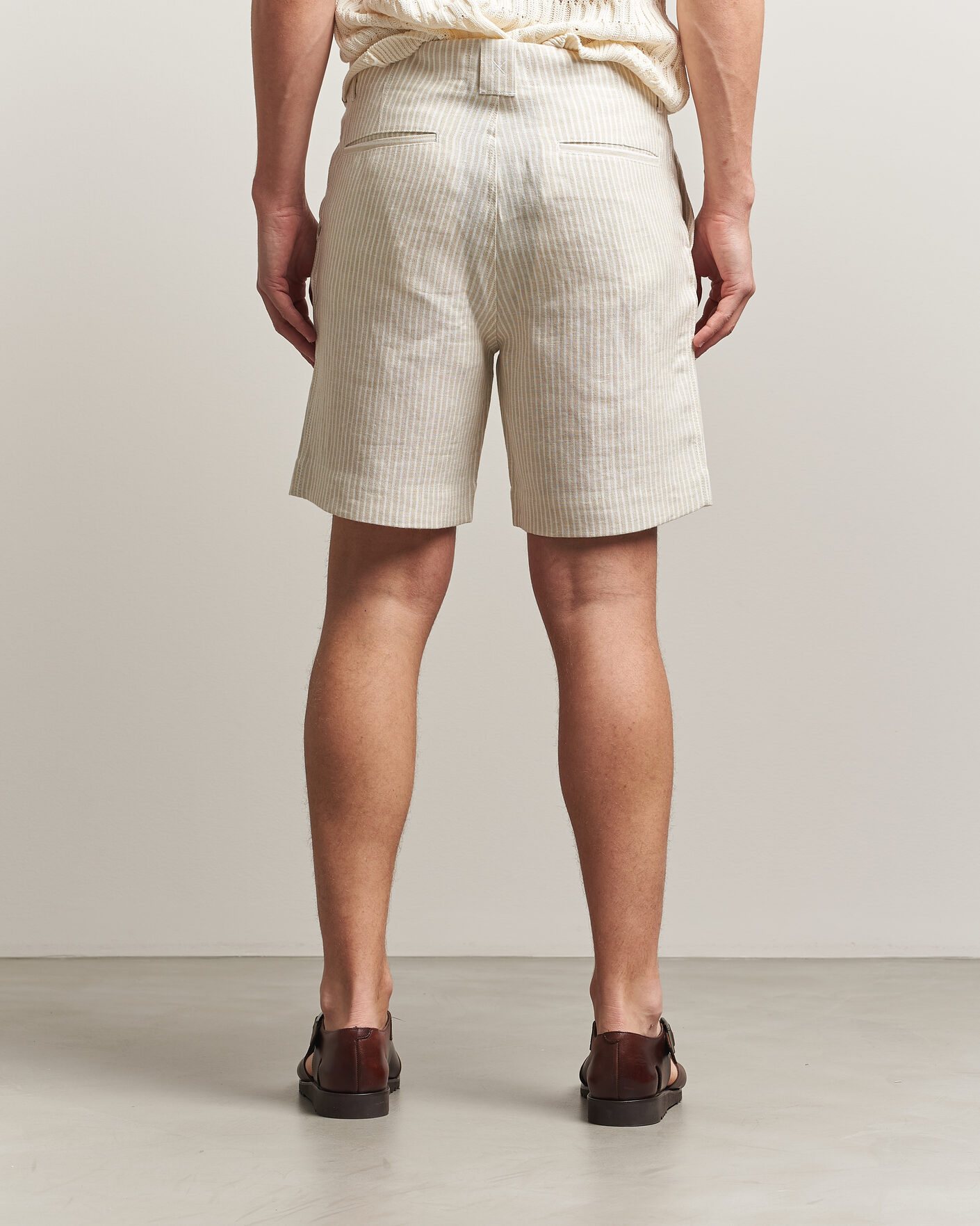 Men | Shirts | Peregrine | Windsor Linen Shorts Beige Stripe