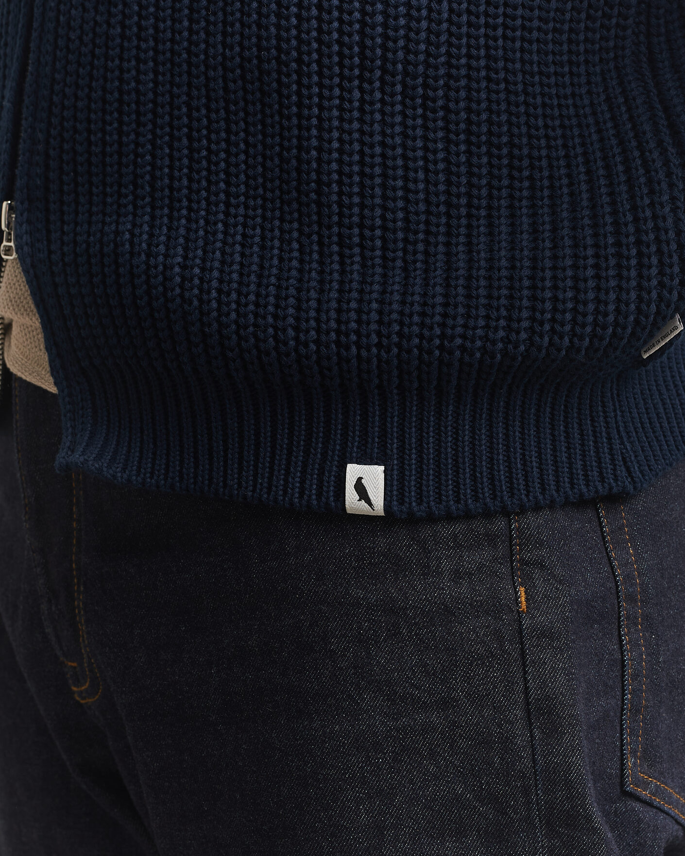 Men | Sweaters & Knitwear | Peregrine | River Cotton Zip Cardigan Navy