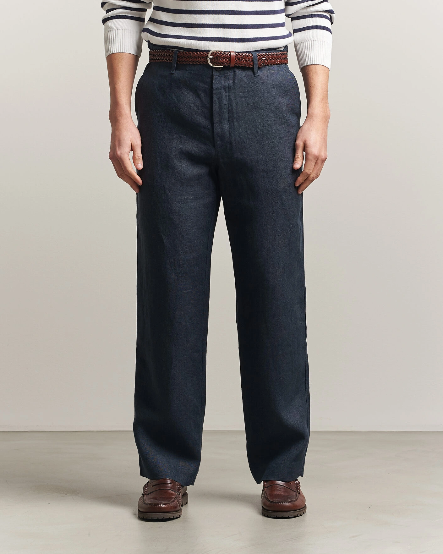 Men | Trousers | Peregrine | Windsor Linen Trousers Navy