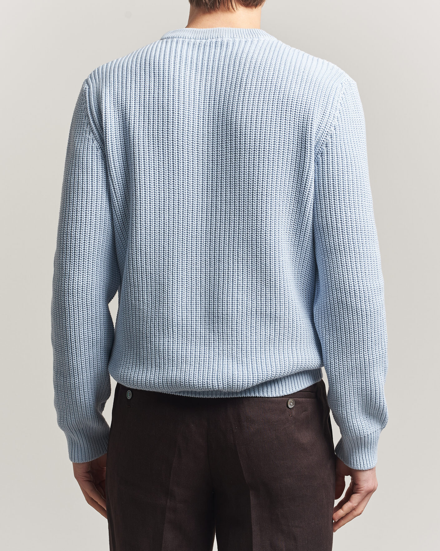 Men | Sweaters & Knitwear | Morgano | Supersoft Egyptian Cotton Fisher Man Crew Light Blue
