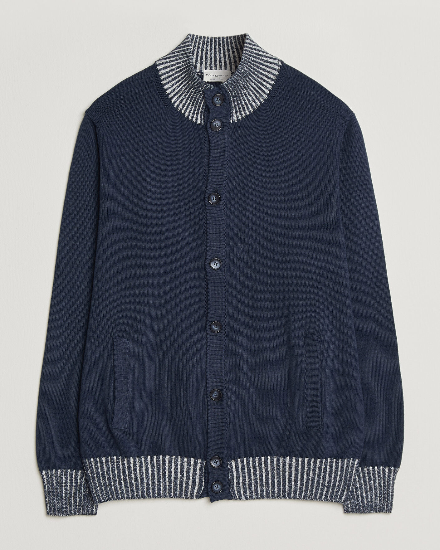 Men | Sweaters & Knitwear | Morgano | Cotton/Cashmere Knitted Cardigan Navy