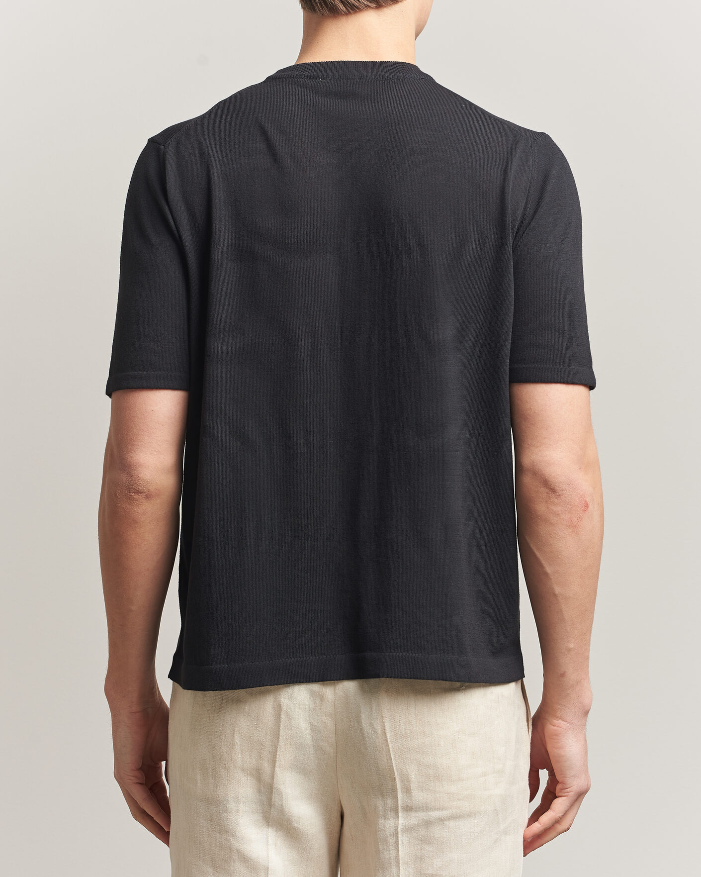 Men | T-Shirts | Morgano | Knitted Cotton Crepe T-Shirt Black