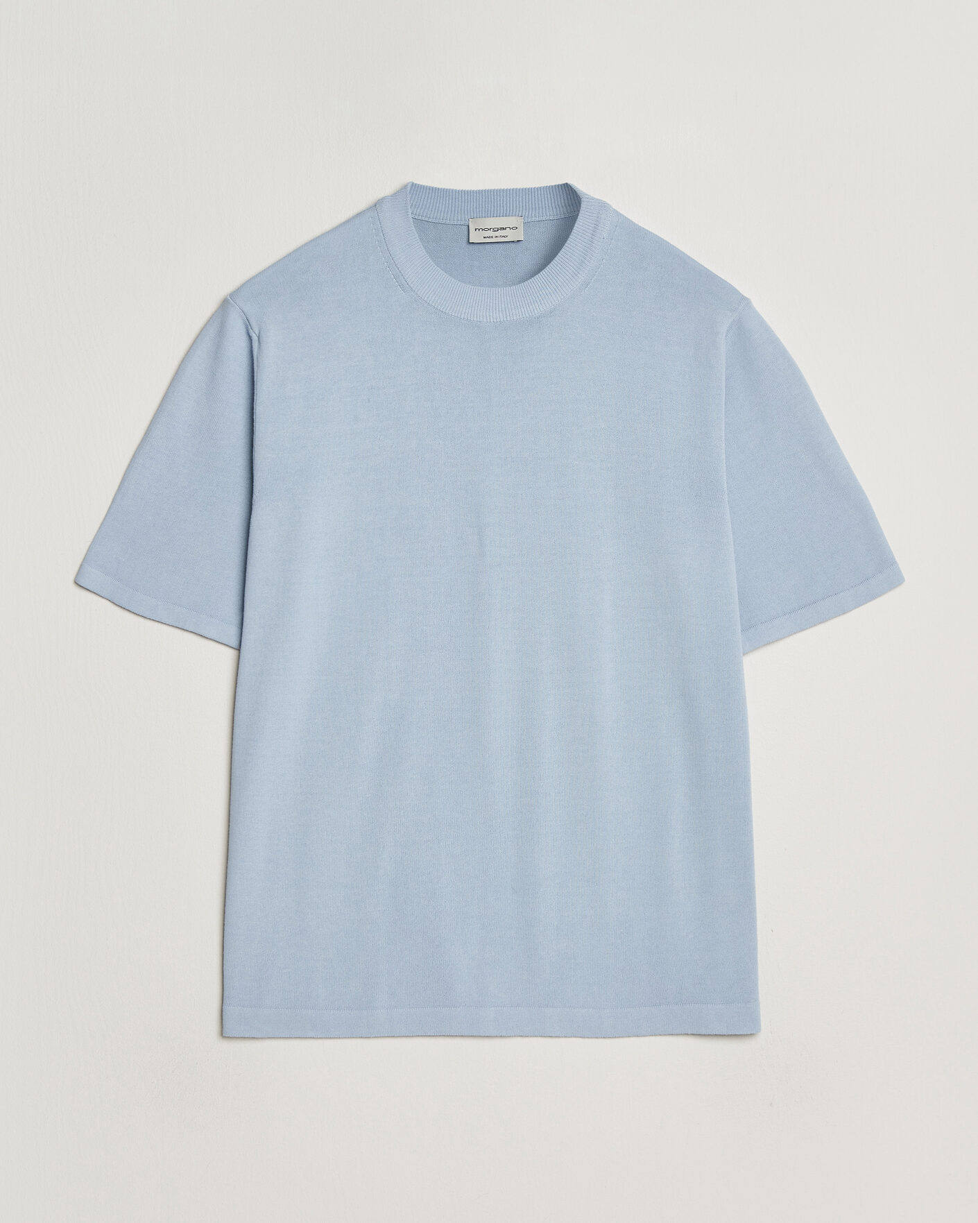 Men | T-Shirts | Morgano | Knitted Cotton Crepe T-Shirt Light Blue