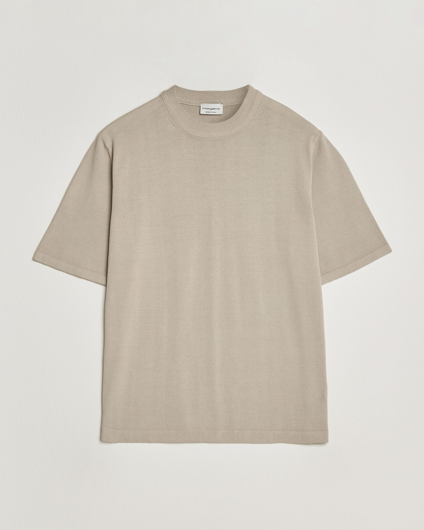 Men | T-Shirts | Morgano | Knitted Cotton Crepe T-Shirt Beige