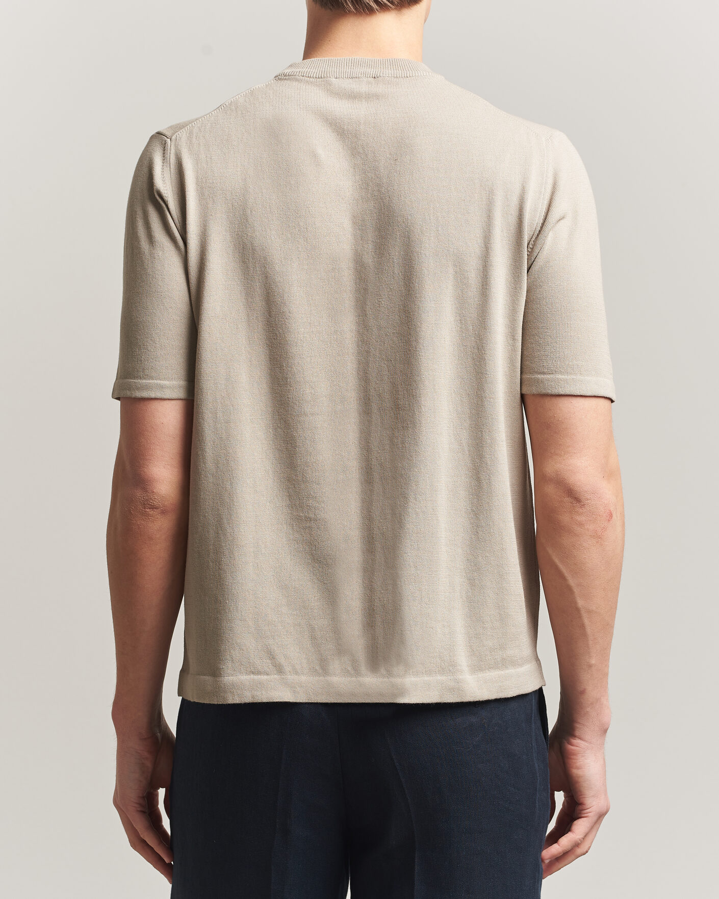 Men | T-Shirts | Morgano | Knitted Cotton Crepe T-Shirt Beige