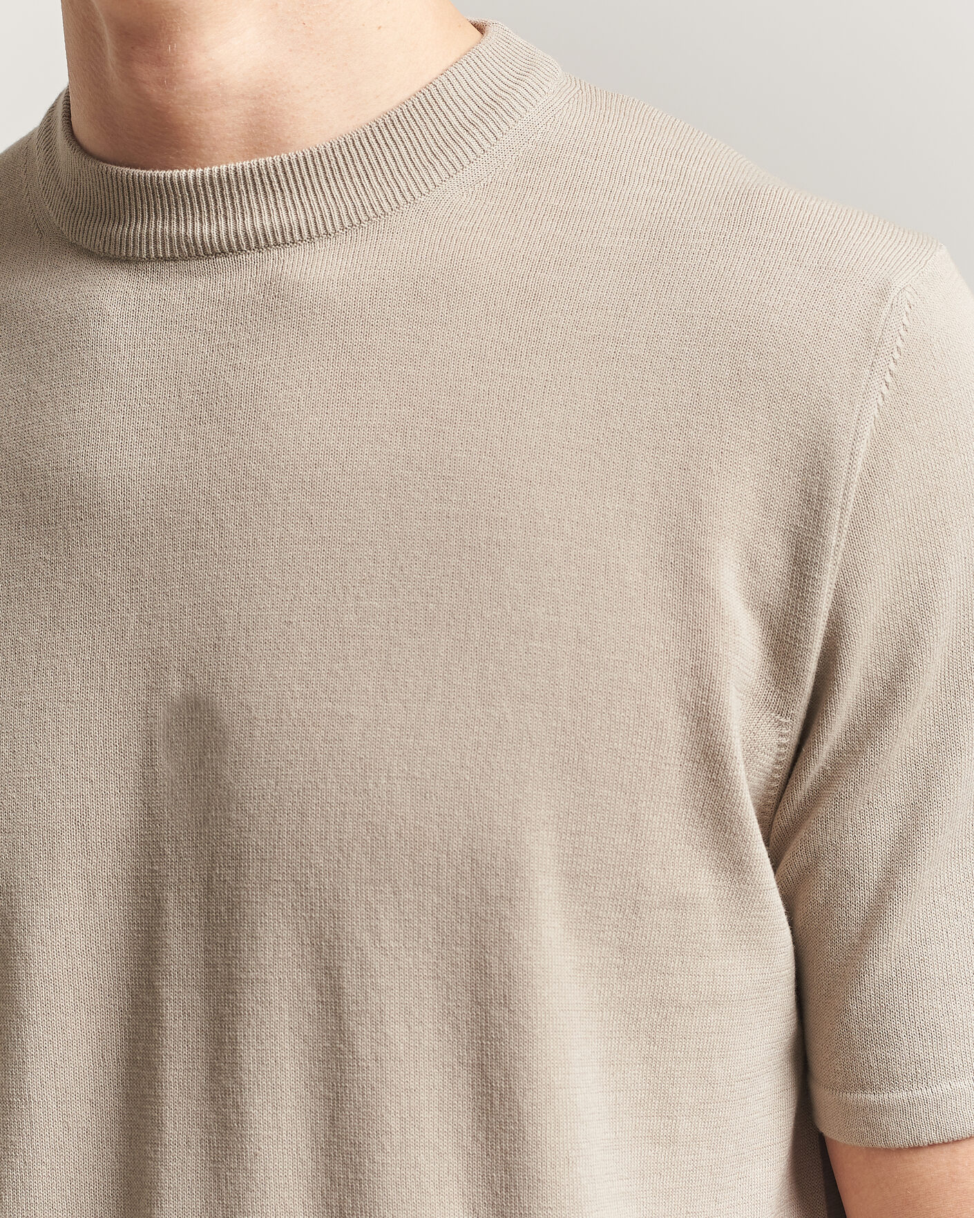 Men | T-Shirts | Morgano | Knitted Cotton Crepe T-Shirt Beige