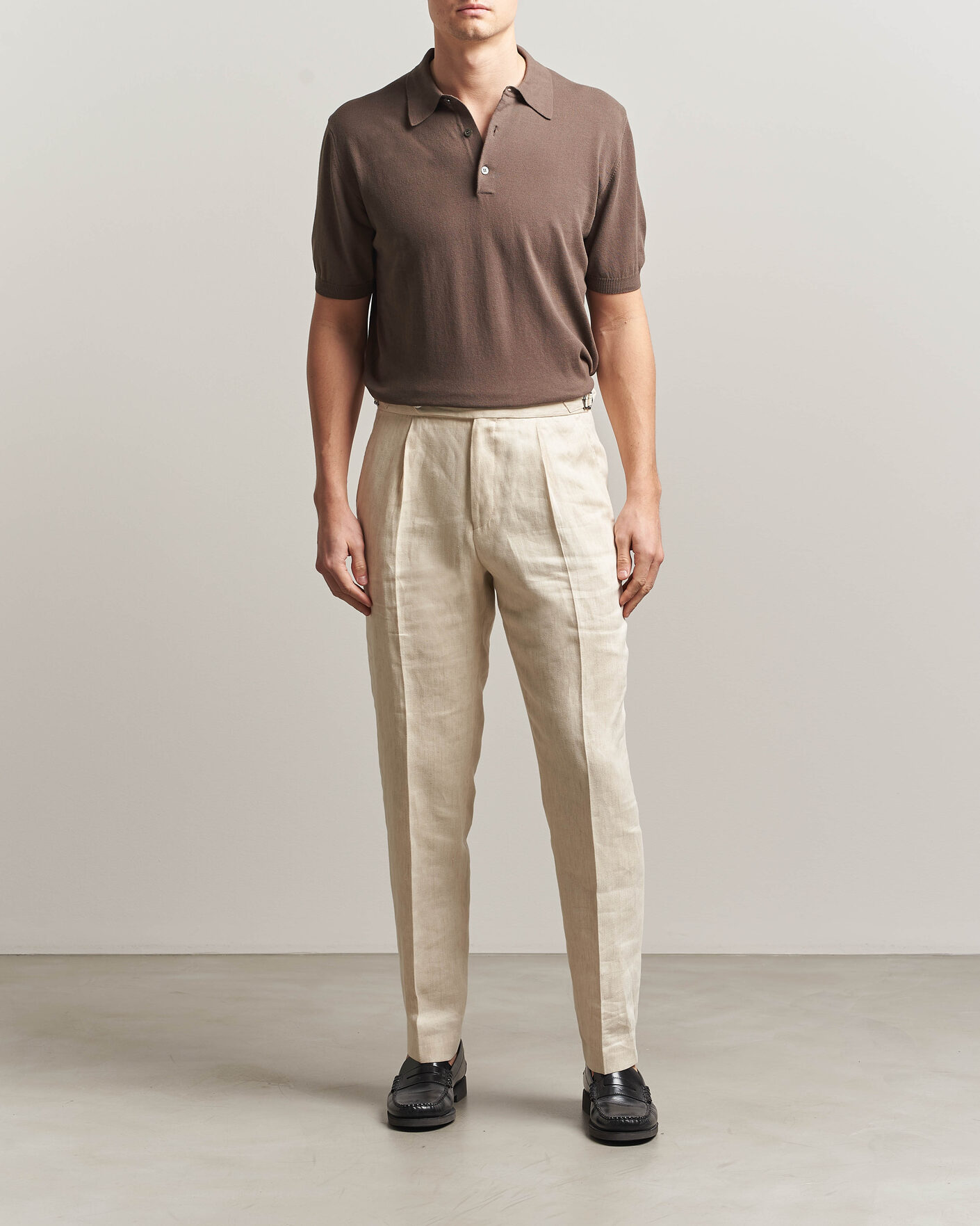 Men | Polo Shirts | Morgano | Knitted Cotton Crepe Polo Brown