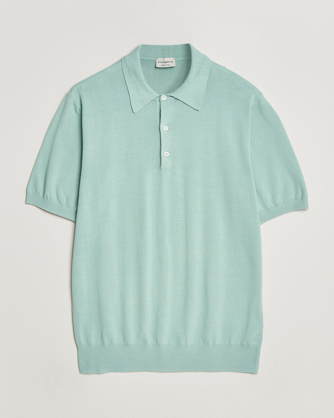 Men | Polo Shirts | Morgano | Knitted Cotton Crepe Polo Light Green
