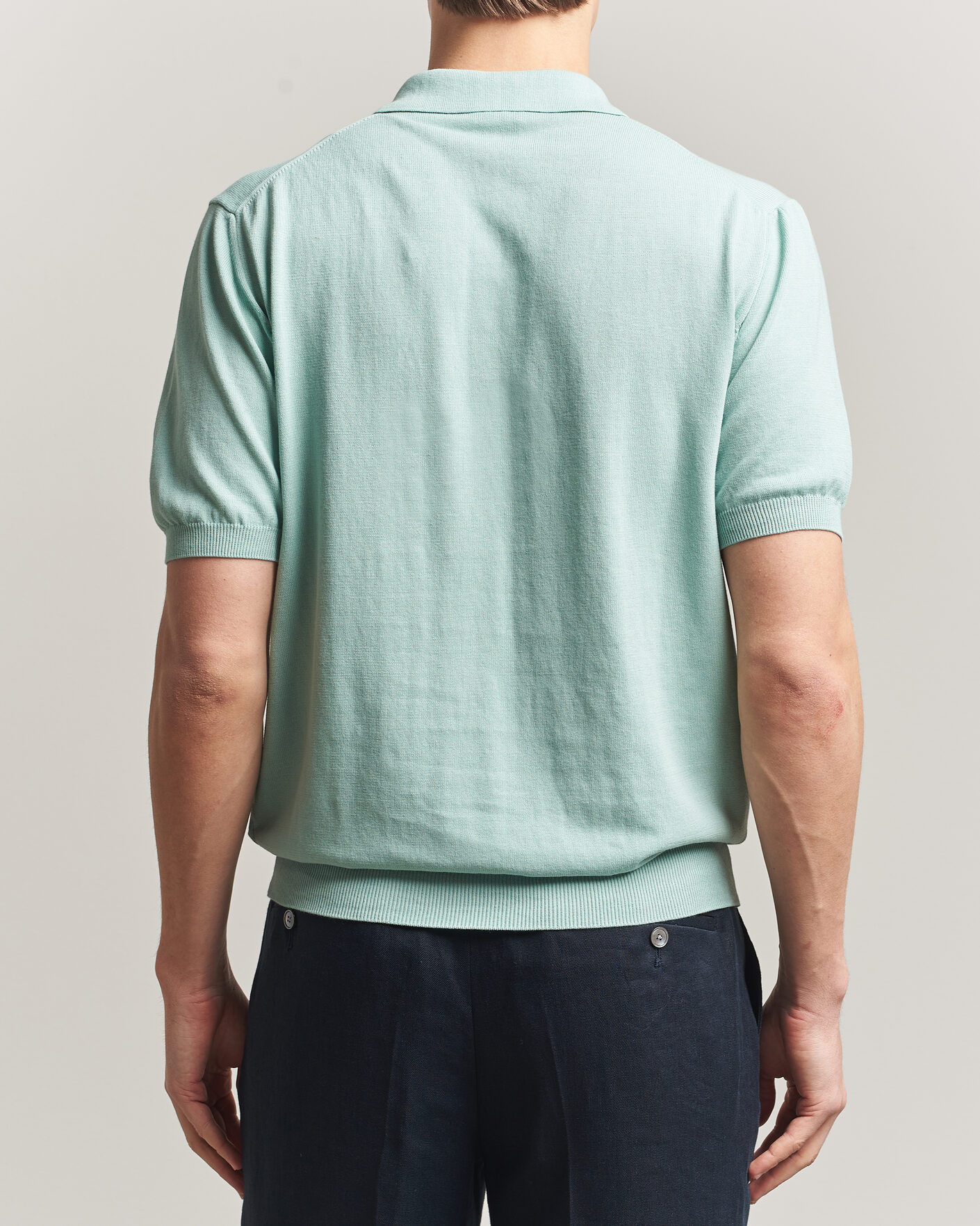 Men | Polo Shirts | Morgano | Knitted Cotton Crepe Polo Light Green