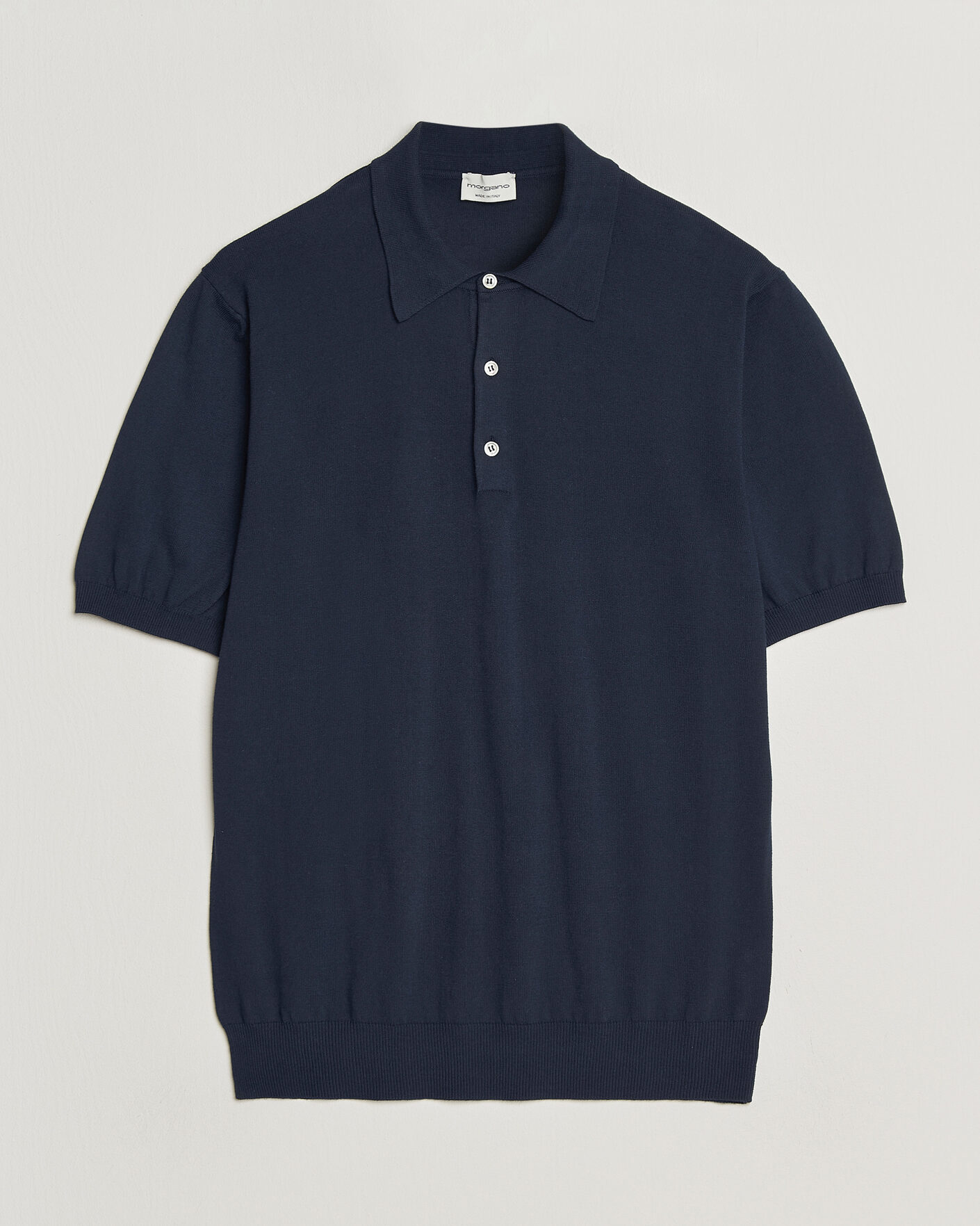 Men | Polo Shirts | Morgano | Knitted Cotton Crepe Polo Navy