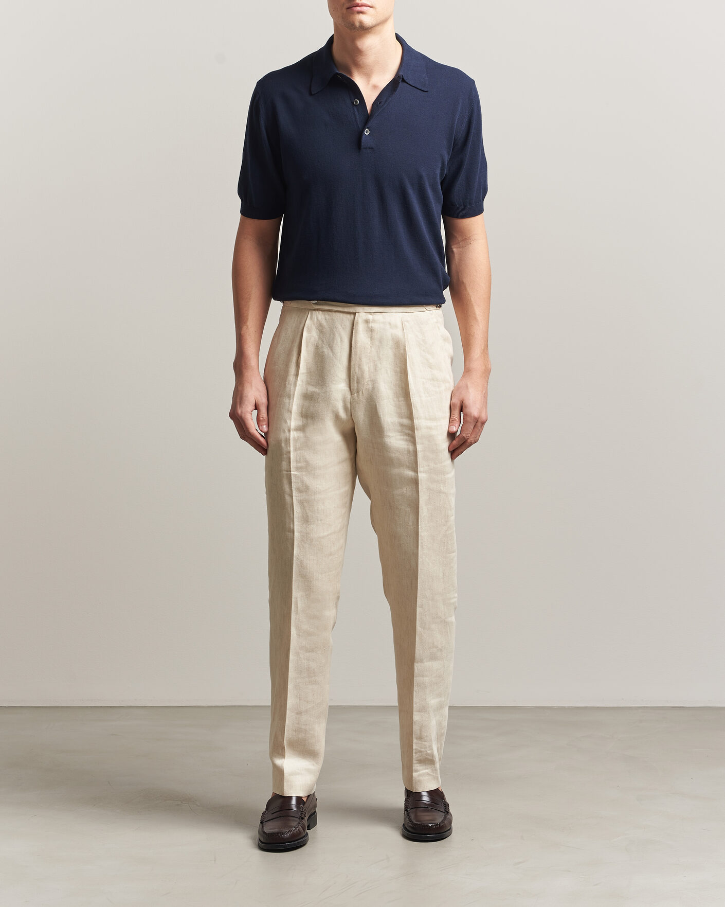 Men | Polo Shirts | Morgano | Knitted Cotton Crepe Polo Navy