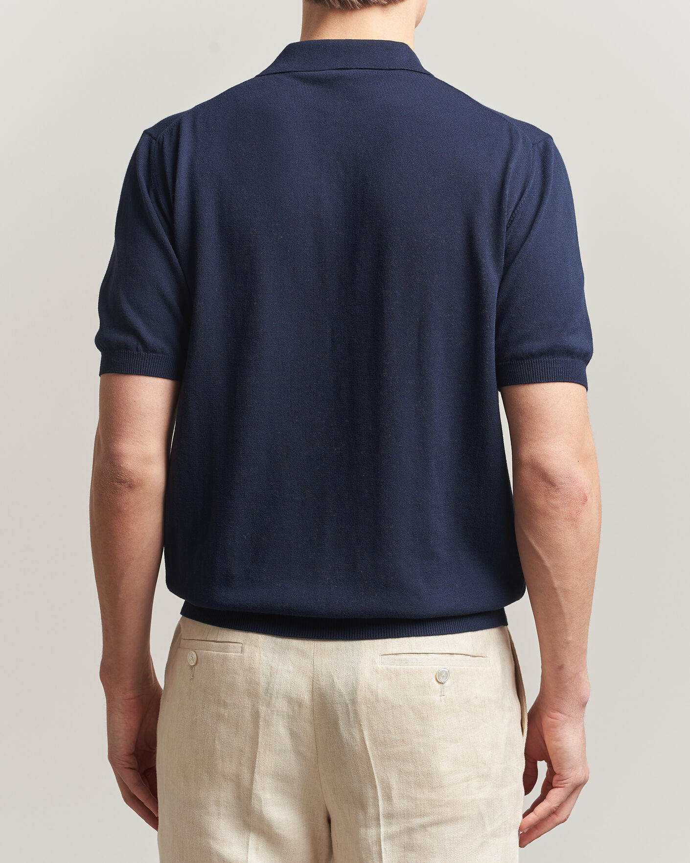 Men | Polo Shirts | Morgano | Knitted Cotton Crepe Polo Navy