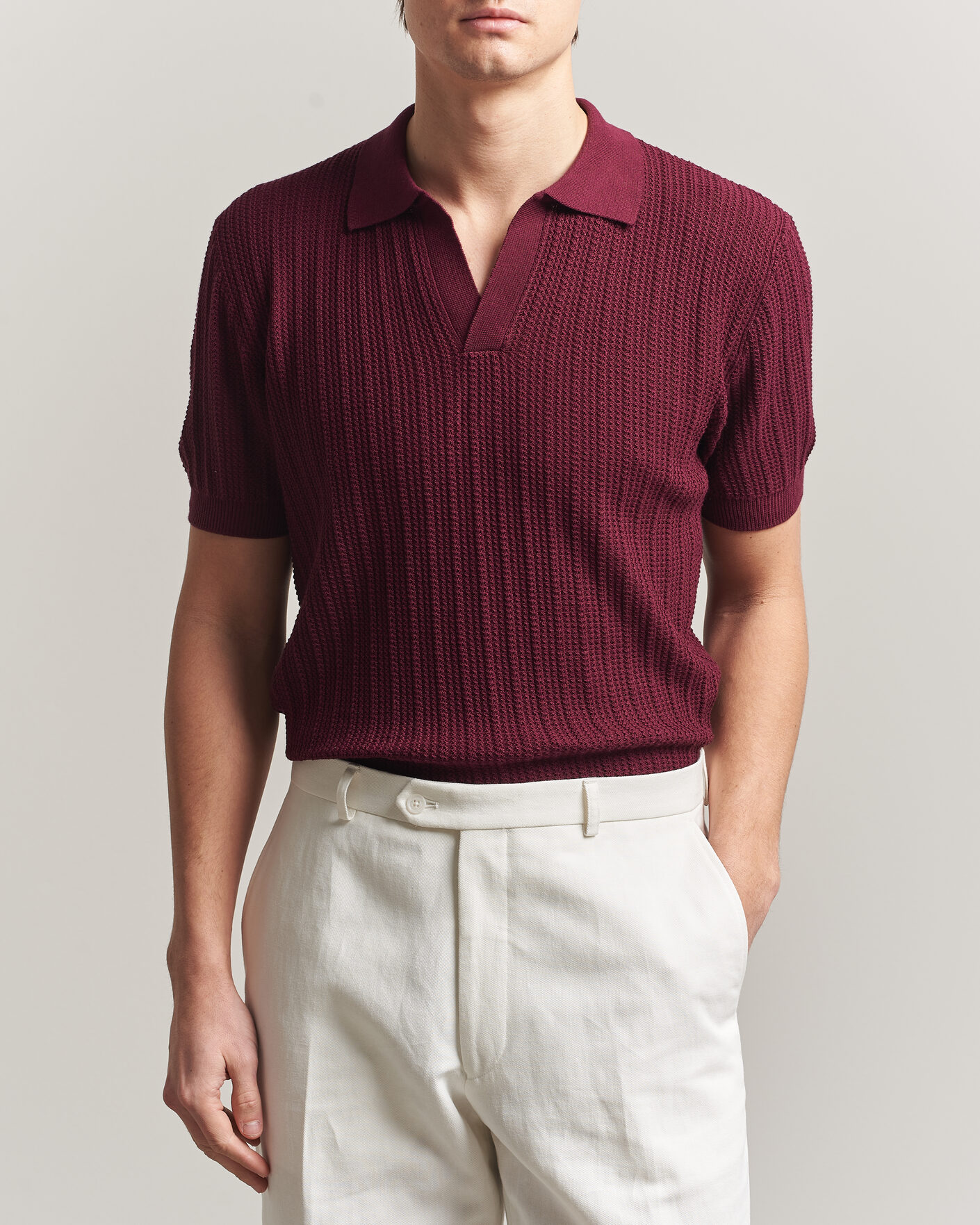 Men | Polo Shirts | Morgano | Structured Knitted Polo Burgundy