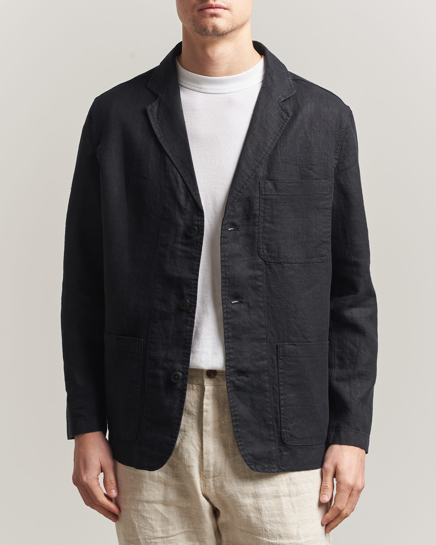 Men | Blazers | KnowledgeCotton Apparel | Linen Blazer Black