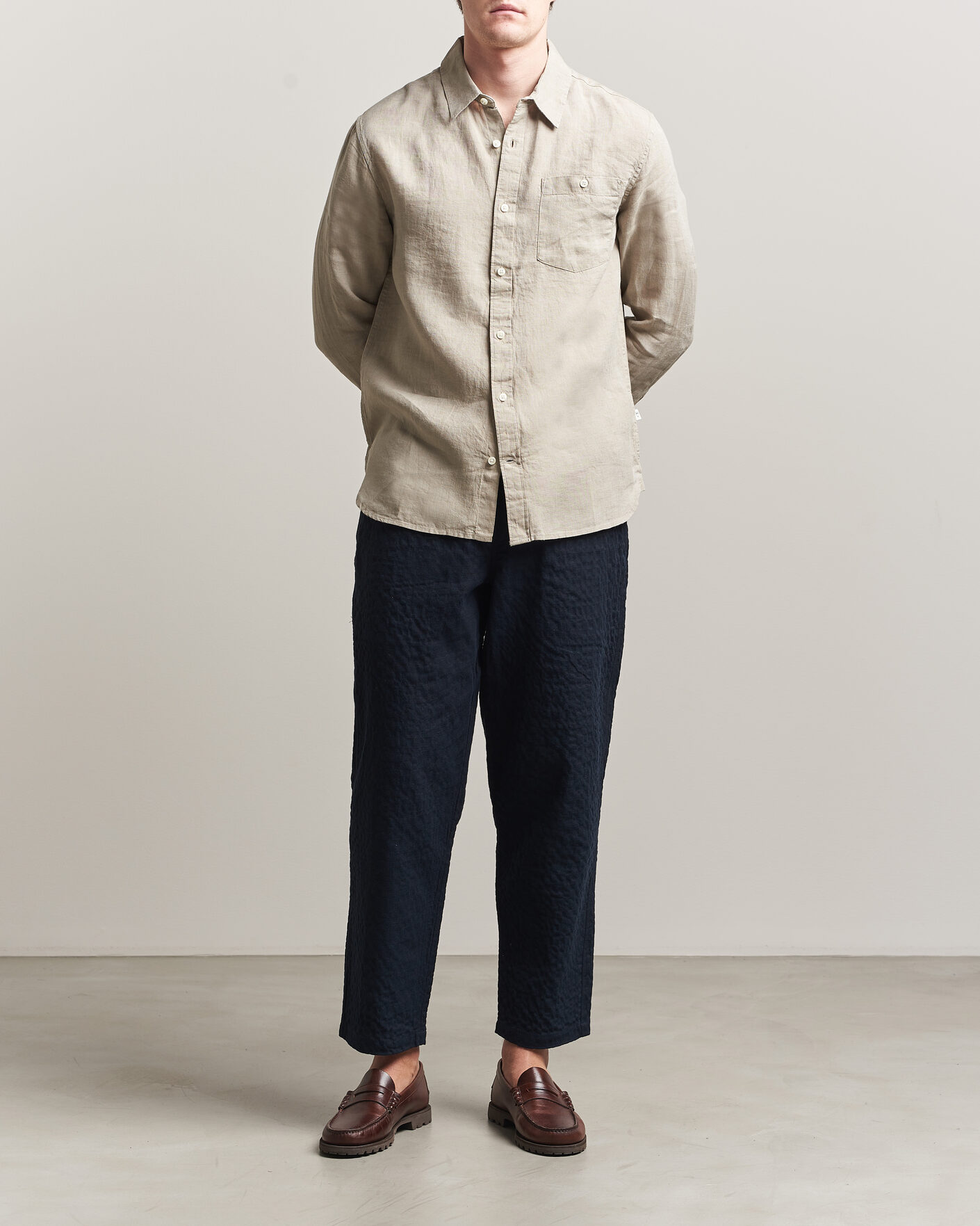 Men | Shirts | KnowledgeCotton Apparel | Regular Linen Shirt Twill