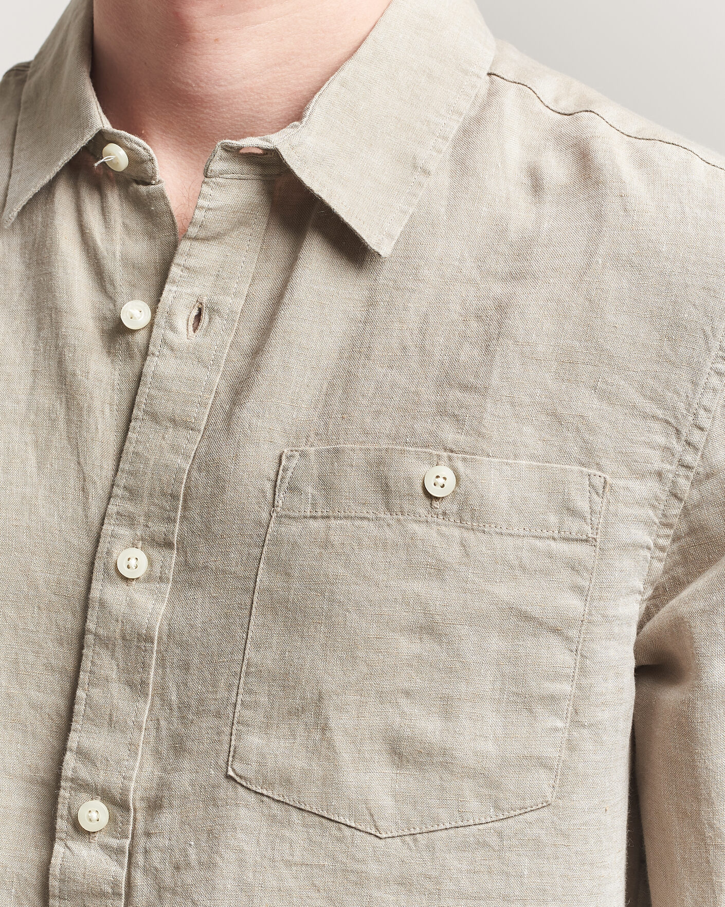 Men | Shirts | KnowledgeCotton Apparel | Regular Linen Shirt Twill