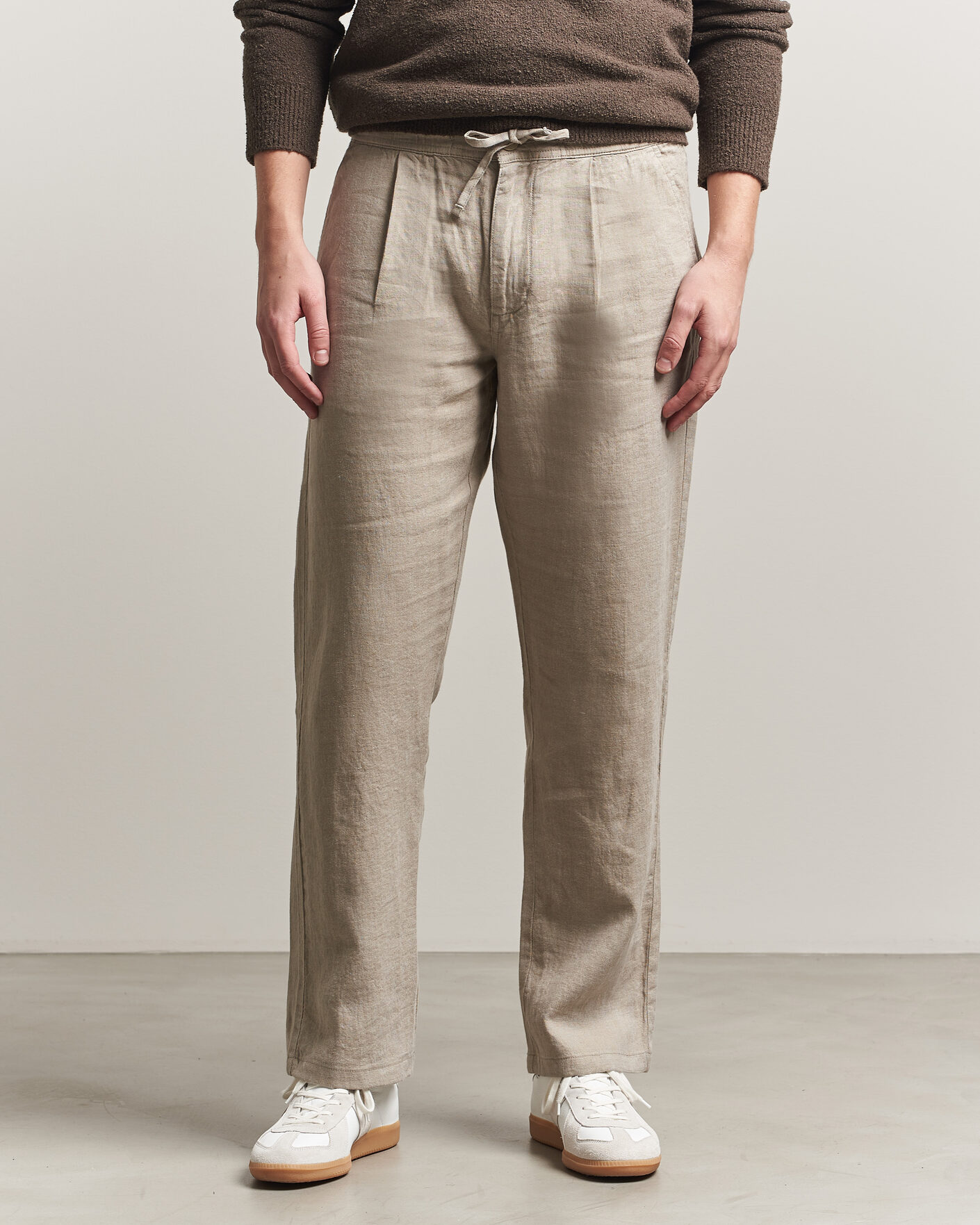 Men | Trousers | KnowledgeCotton Apparel | Loose Linen Pants Twill