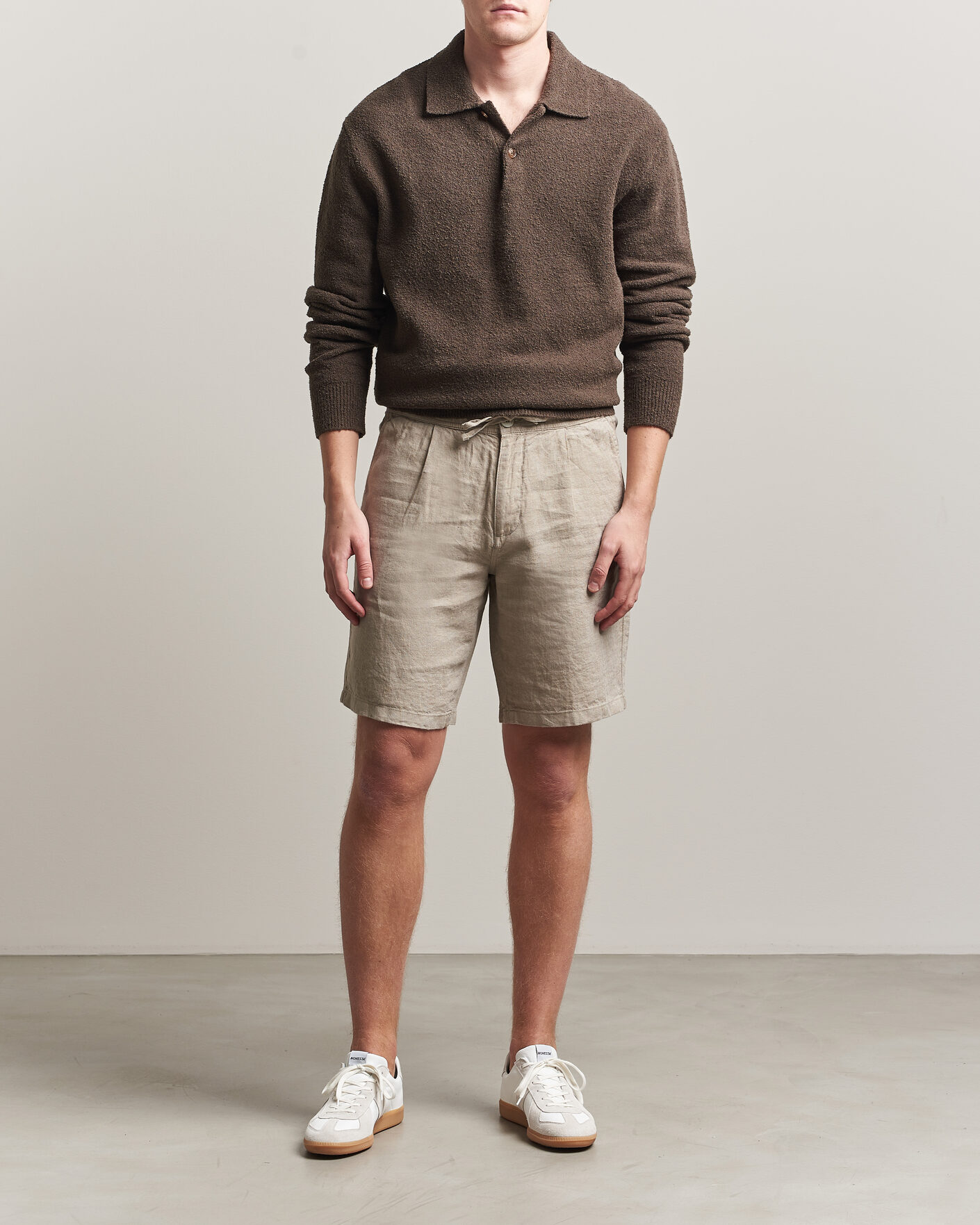 Men | Shorts | KnowledgeCotton Apparel | Loose Linen Shorts Twill