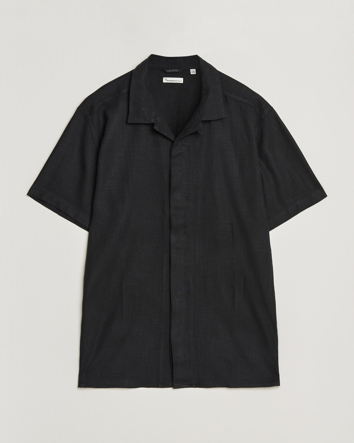 Men | Shirts | KnowledgeCotton Apparel | Linen/Lyocell Resort Shirt Black